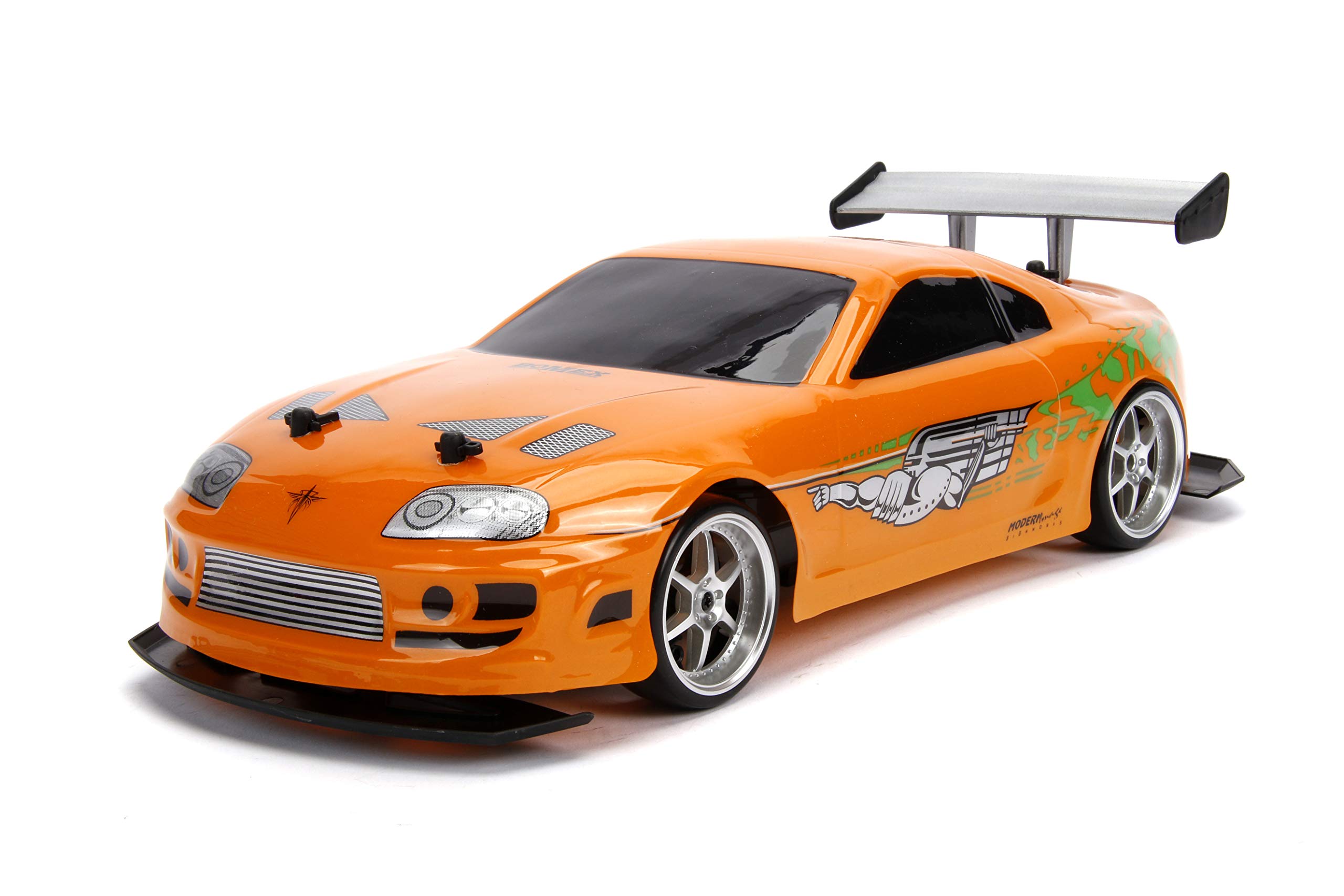 Jada Toys Fast & Furious 1:10 Toyota Supra RC Drift Car - 2.4GHz Remote Control with Extra Tires, High-Speed Drifting & Sliding Action - Collectible Toy for Kids & Adults (Orange & Black) - Perfect for Racing, Stunt Shows & Movie Reenactments