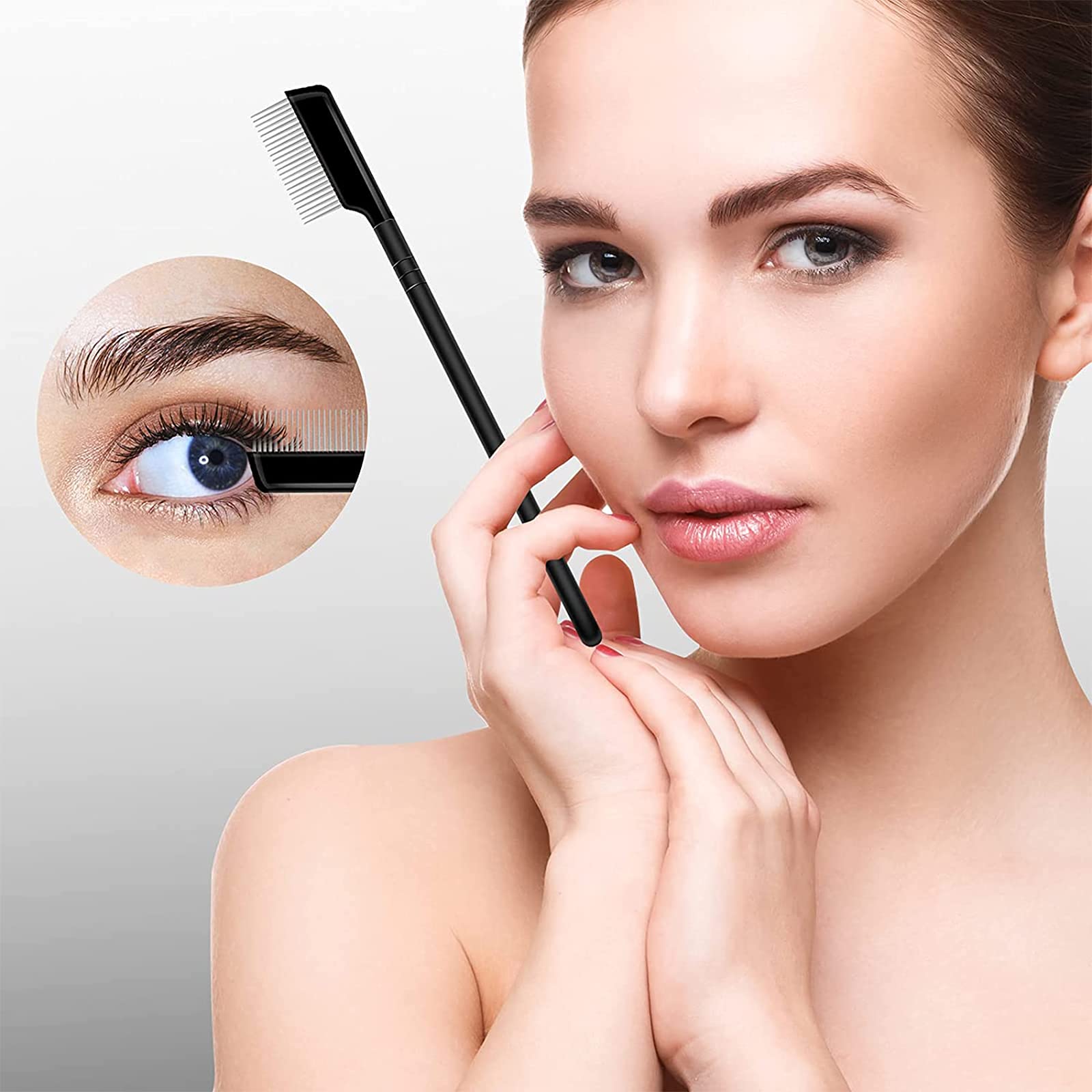 Eyelash Comb & Separator with Metal Teeth - 2 Pack Mascara Brush for Perfectly Separated Lashes | Ideal for Professional Makeup & Home Use