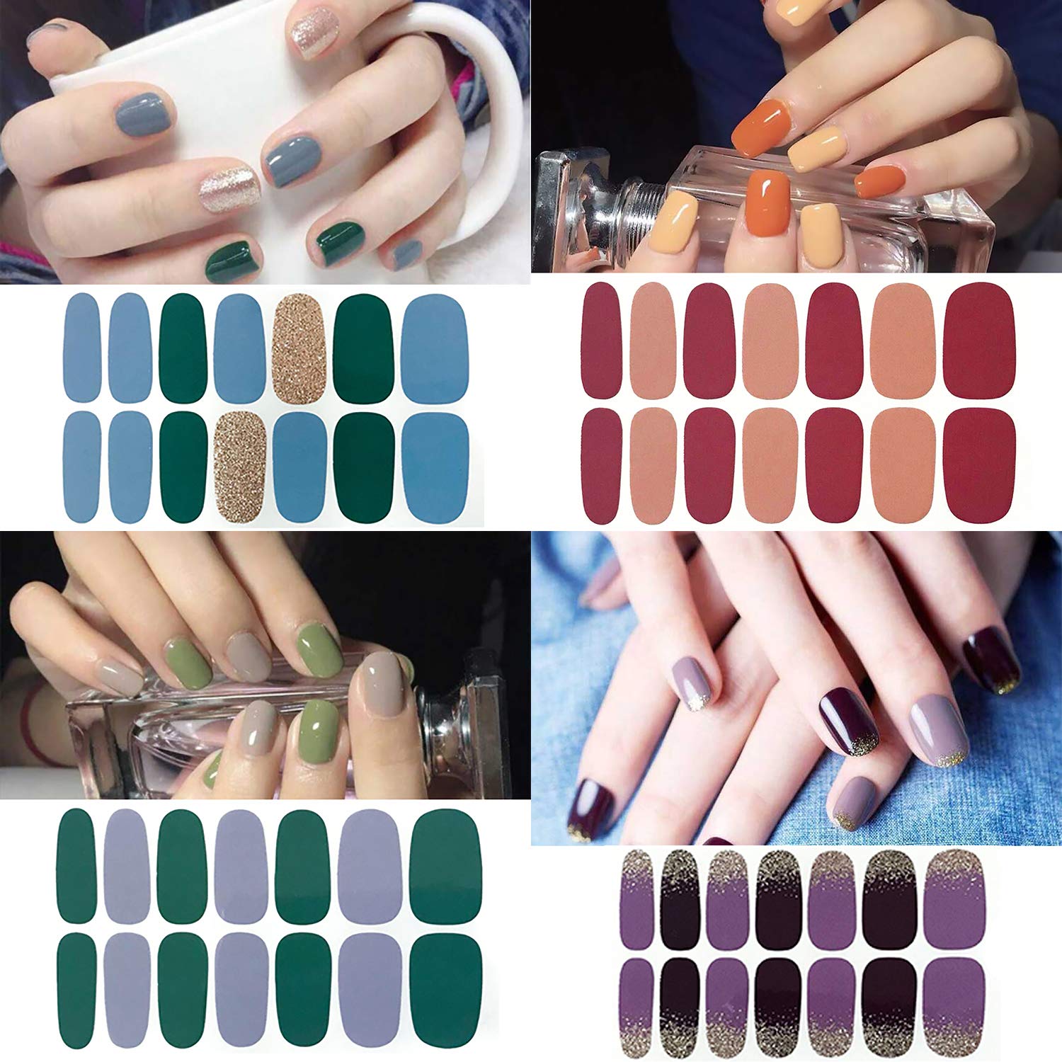 JERCLITY 24 Sheets Solid Color Press On Nail Polish Strips - DIY Gel Nail Wraps & Stickers for Women, Easy Nail Art Designs with Free Nail File | Perfect for Parties, Weddings, Salons & Home Manicures
