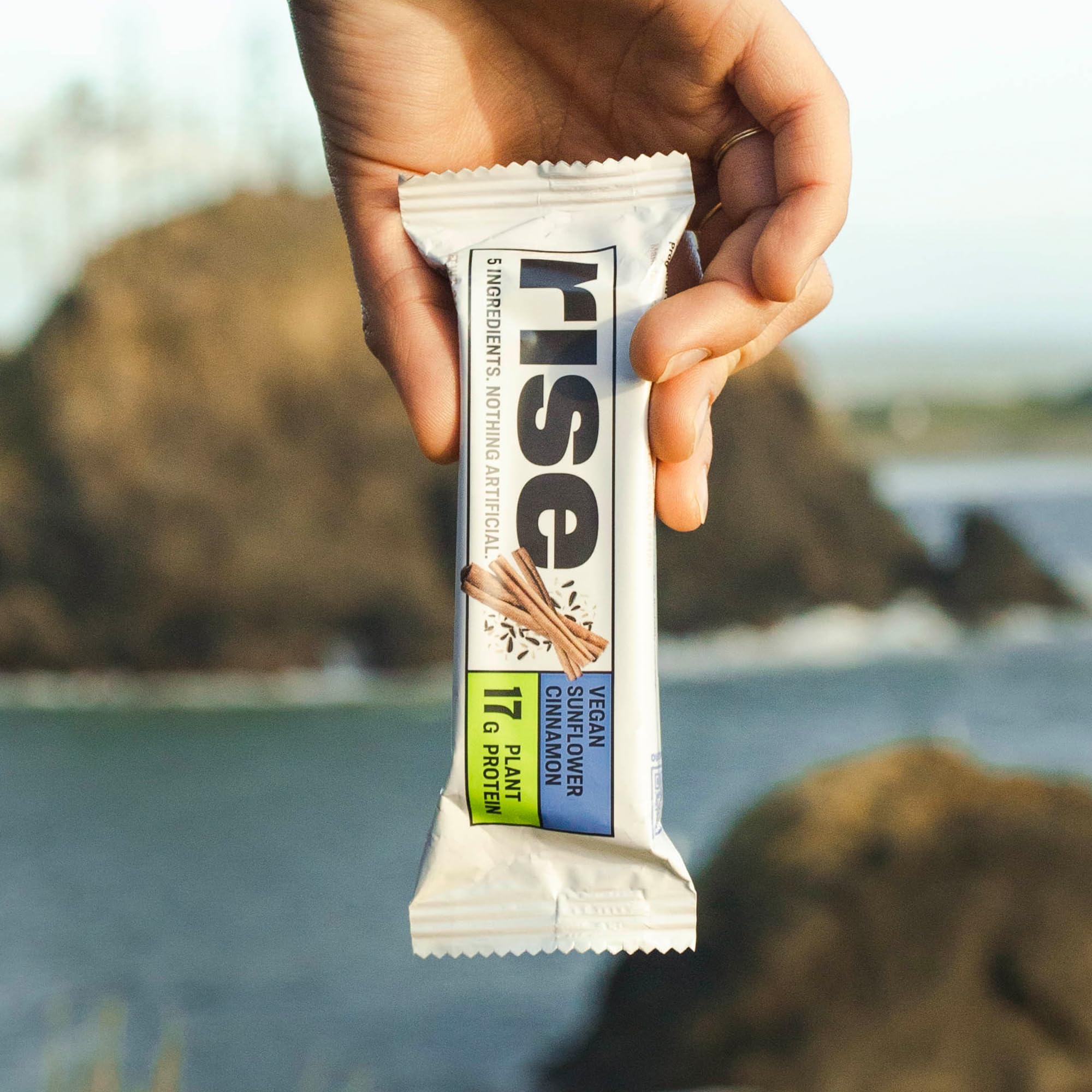 Rise Pea Protein Bar - Vegan Sunflower Cinnamon | High Protein Snack Bar with 17g Plant-Based Protein, Only 5 Whole Food Ingredients, Non-GMO, Gluten-Free, Soy-Free | Perfect for Breakfast, Post-Workout & Healthy On-the-Go Snacking
