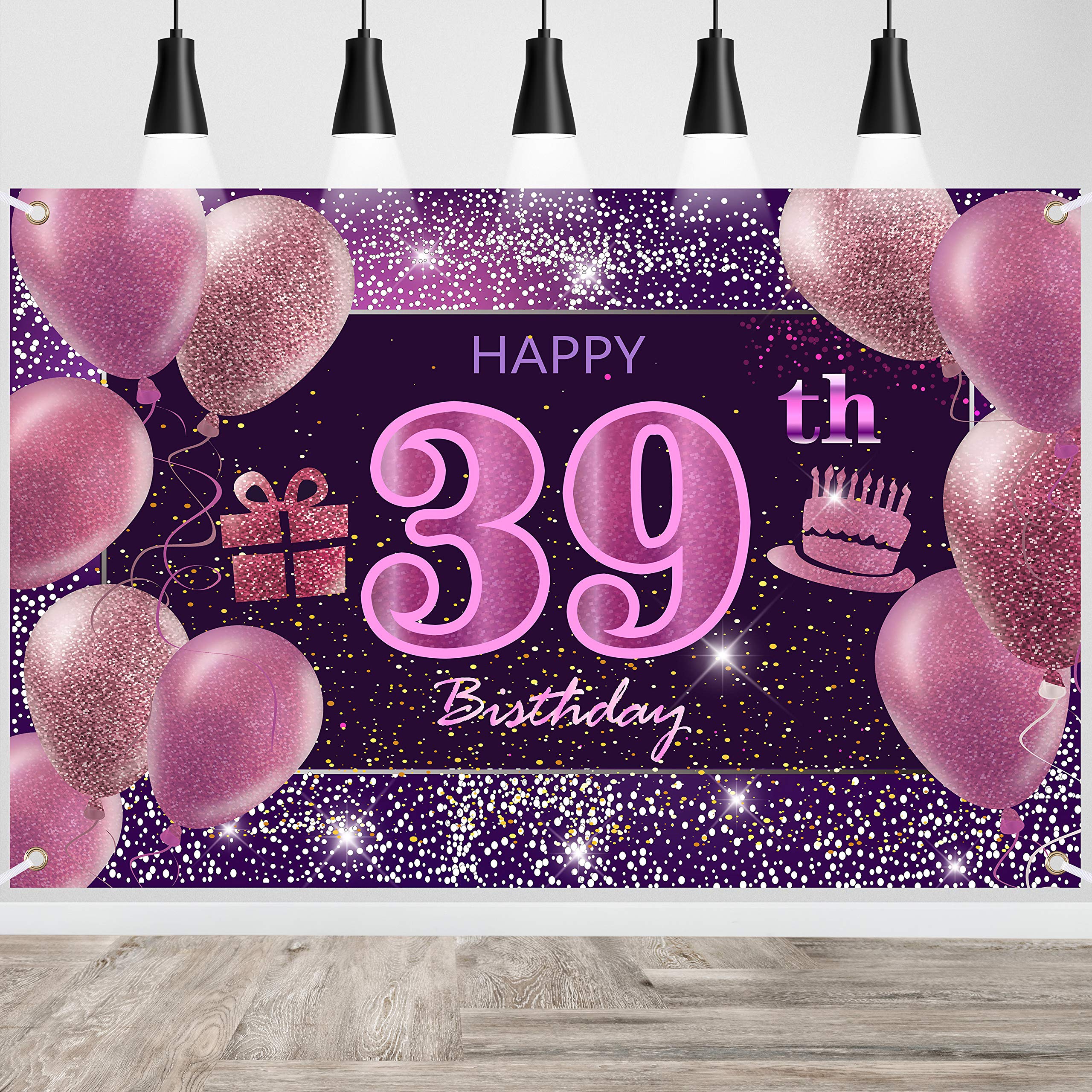 IMISI 39th Birthday Banner & Backdrop - Pink Party Decorations for Women & Girls | Perfect for Birthday Celebrations, Photo Booths & Special Events
