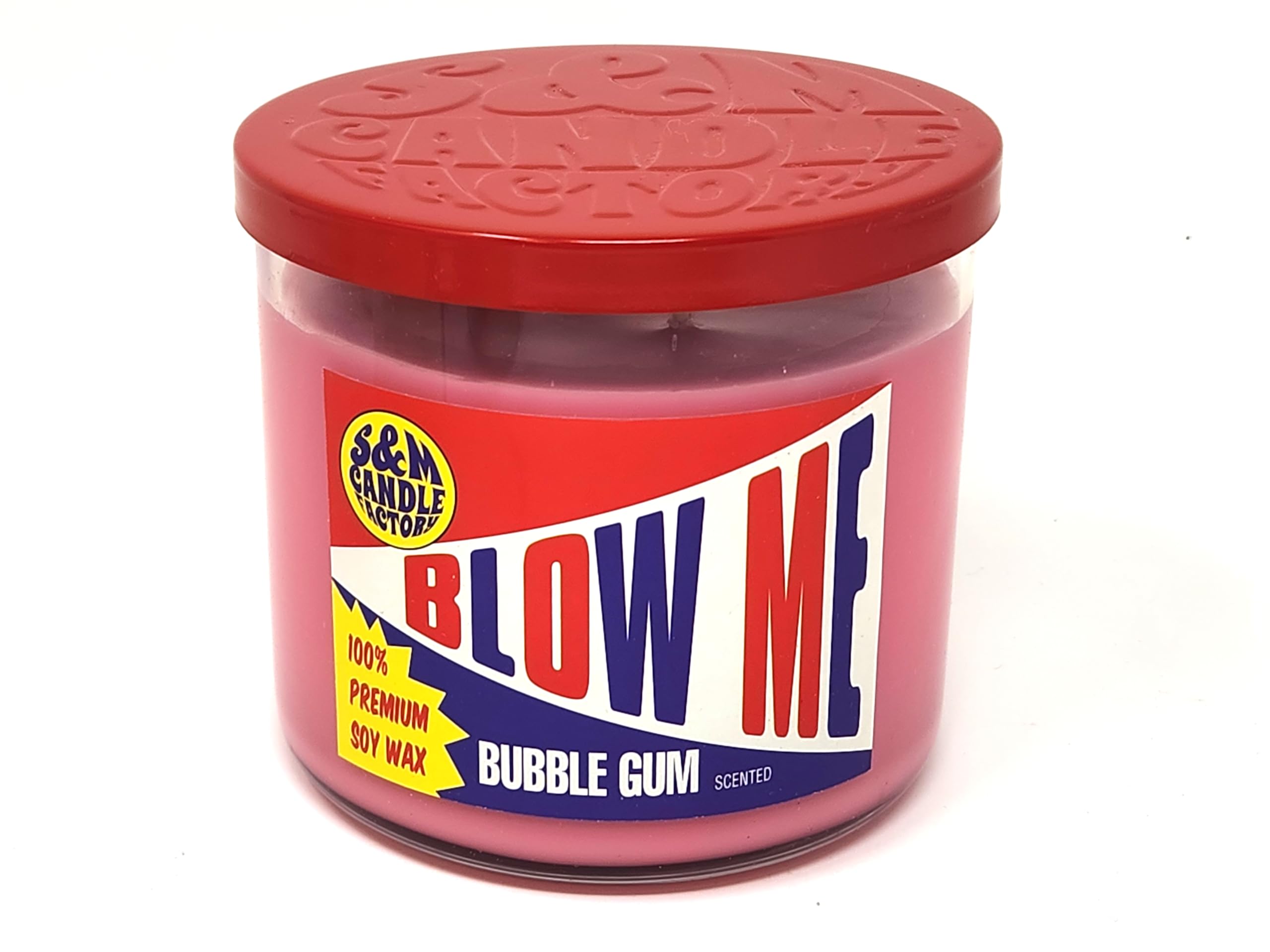 Bubble Gum Scented Soy Candle - Large 3 Wick Jar for Home Relaxation