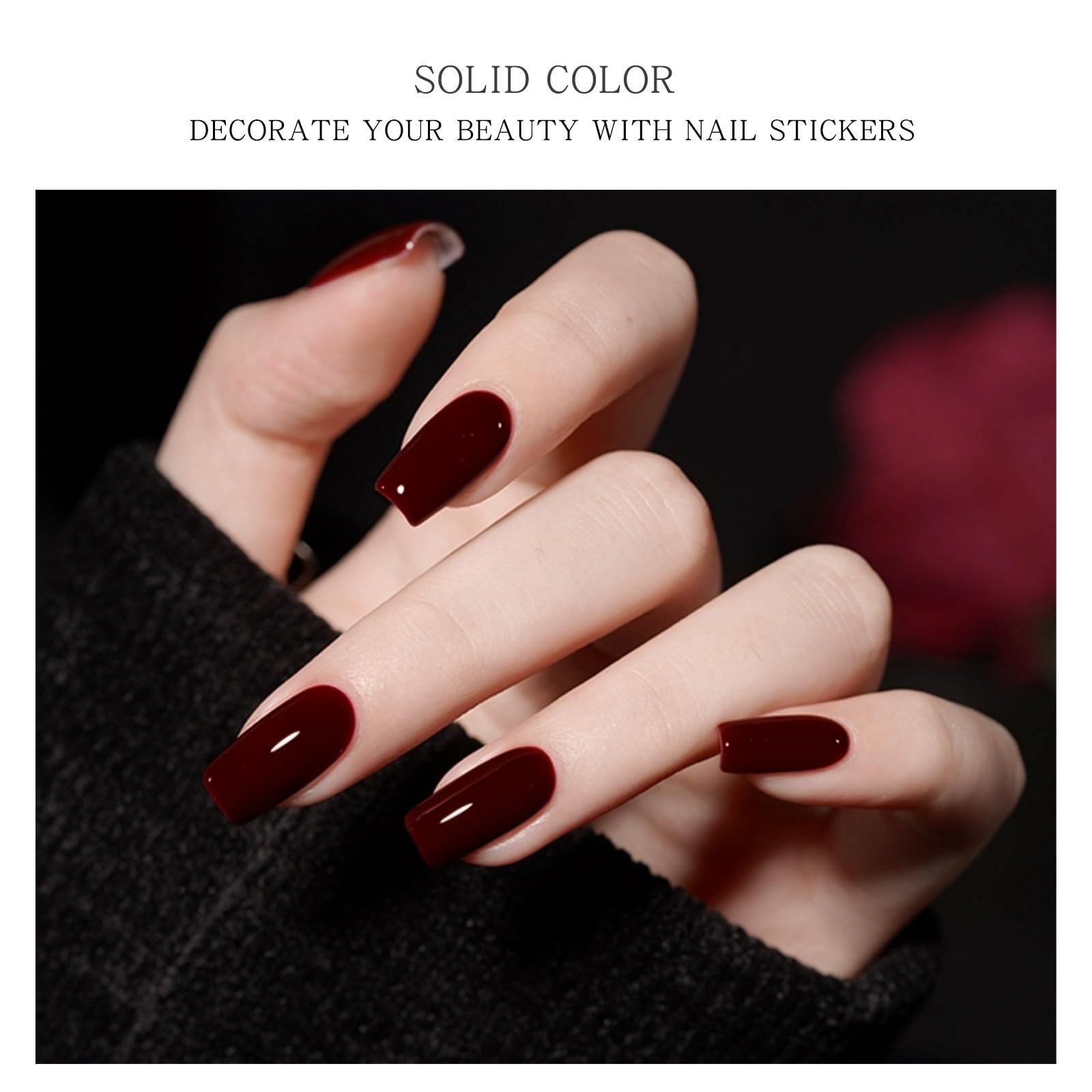 JMEOWIO Wine Red Semi Cured Gel Nail Strips - Long Lasting UV/LED Gel Nail Stickers for Nail Art Designs | Perfect for Home Manicures, Salon Nail Decorations & DIY Nail Art Accessories