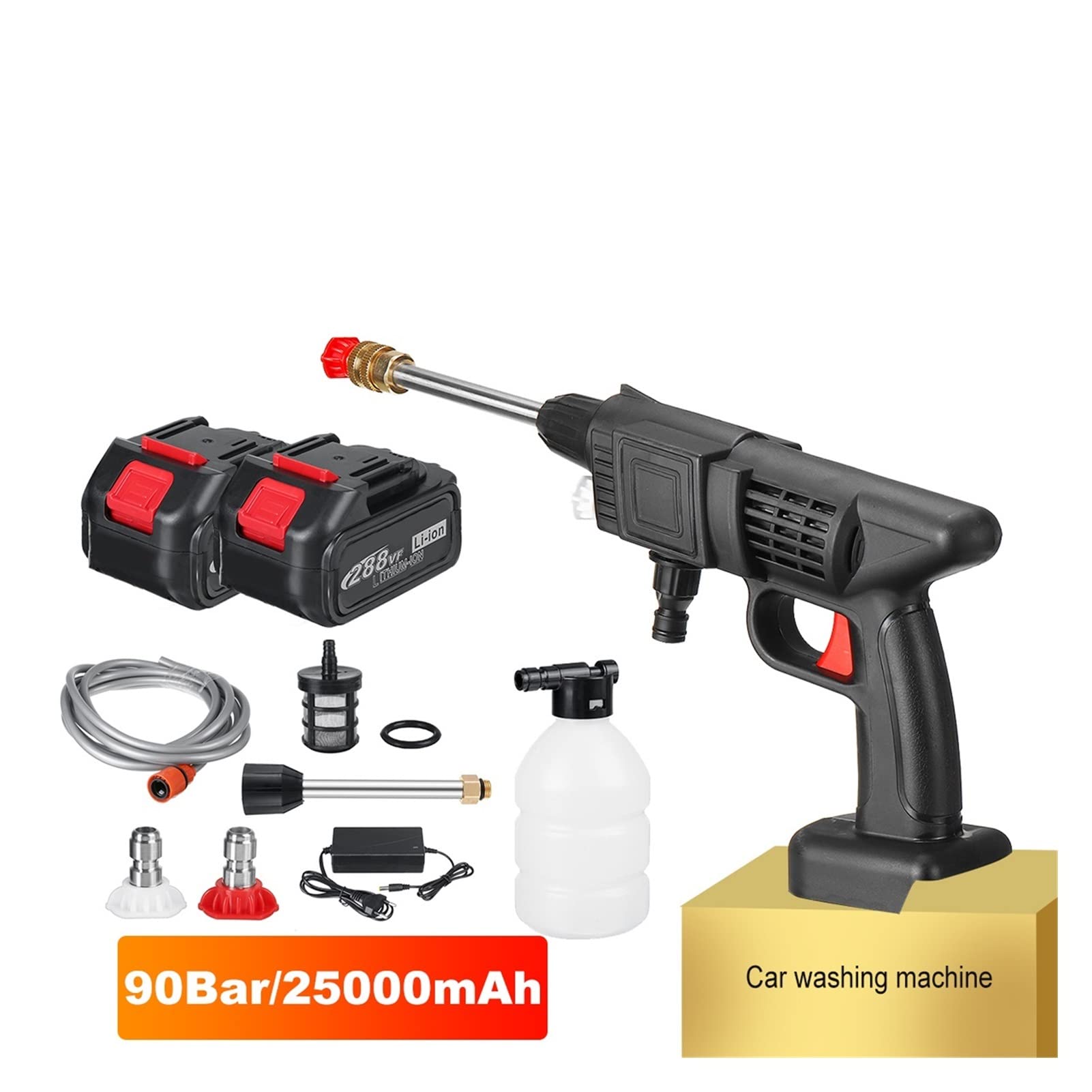 YKLL 90Bar Electric Pressure Washer Gun - Wireless High Pressure Cleaner with Foam Nozzle for Car Washing, Garden Cleaning & Home Use (Portable, Multi-Function, Type C2) - Perfect for Auto Detailing, Patio Cleaning & Outdoor Maintenance