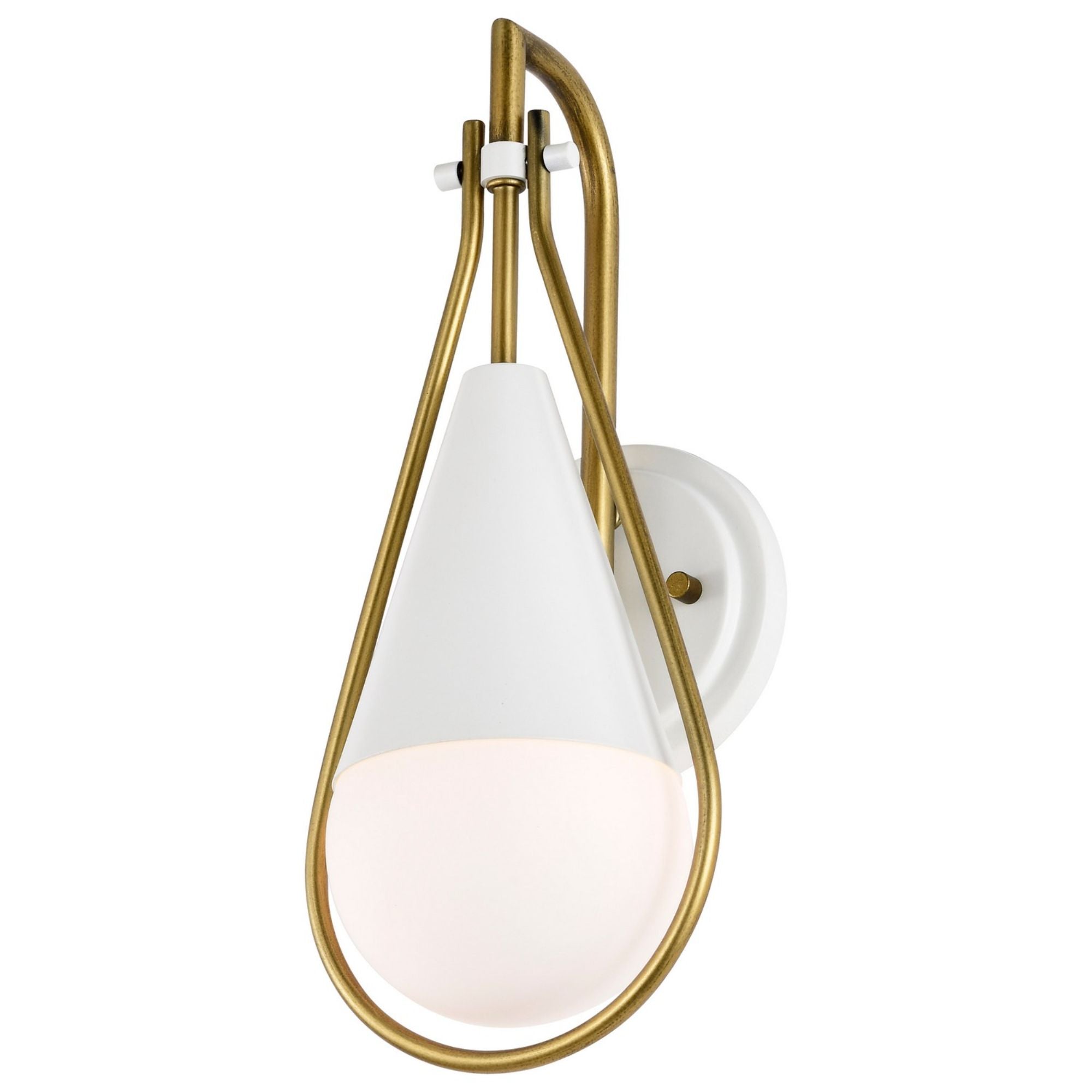 Admiral 15-Inch Modern Wall Sconce Light Fixture - Matte White & Natural Brass Finish - Perfect for Bedroom, Living Room, and Hallway Lighting