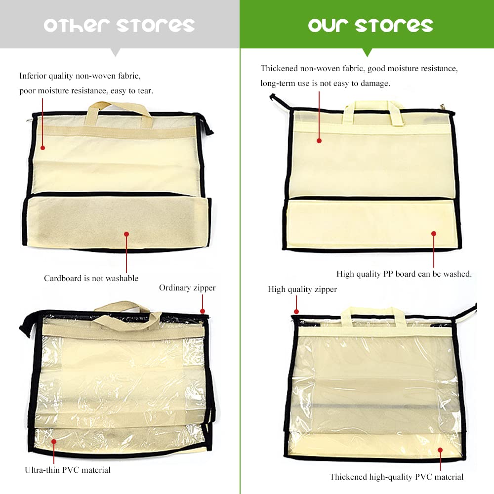 5-Pack Hanging Handbag Organizer - Clear Non-Woven Dustproof Storage Bags with Zipper & Handle for Purses, Wallets & Accessories | XL Size Closet Organizer for Bedroom, Dorm & Travel