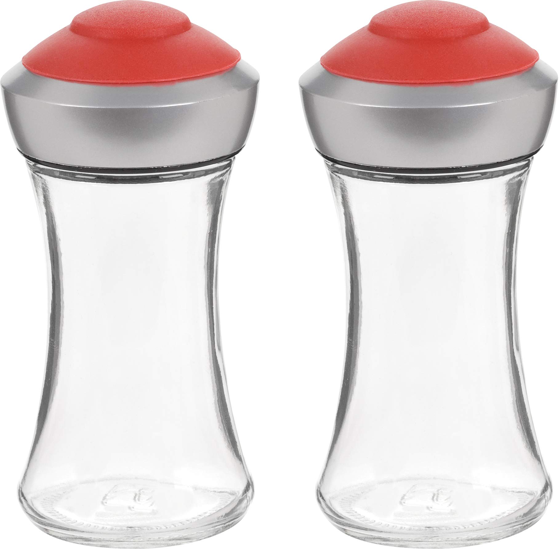 Premium Trudeau Set of 2 Salt and Pepper Shakers - Compact Pop Top Design, Vibrant Red - Perfect for Dining Tables, Kitchen Countertops & Outdoor Picnics