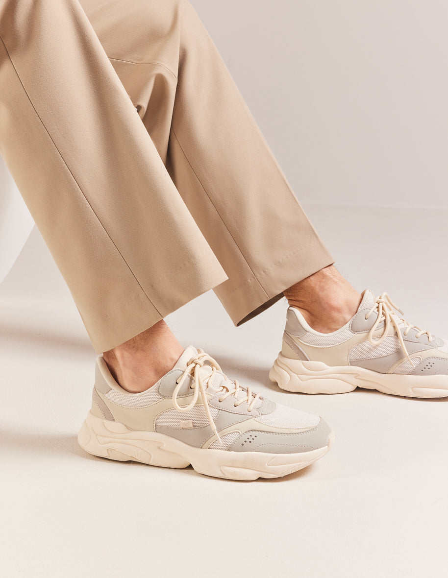 Nathanael Vegan Suede & Mesh Beige Low Baskets - Stylish & Comfortable for Casual Outings, Work, and Everyday Wear