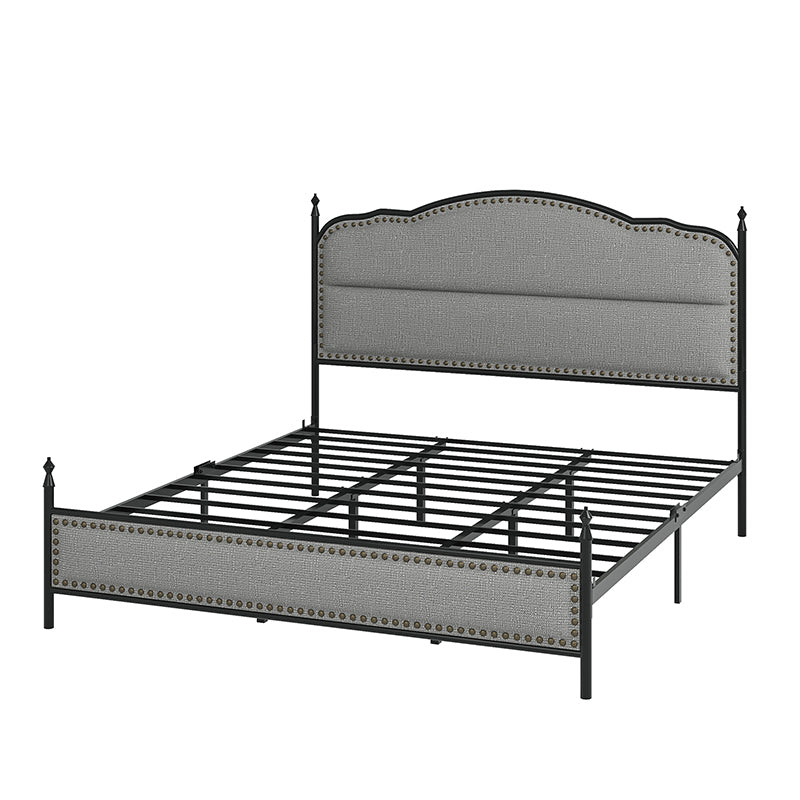 Ernesto 61 Industrial King & Queen Size Platform Bed Frame - Modern Metal & Wood Design for Bedroom, Guest Room, Loft or Studio Apartment