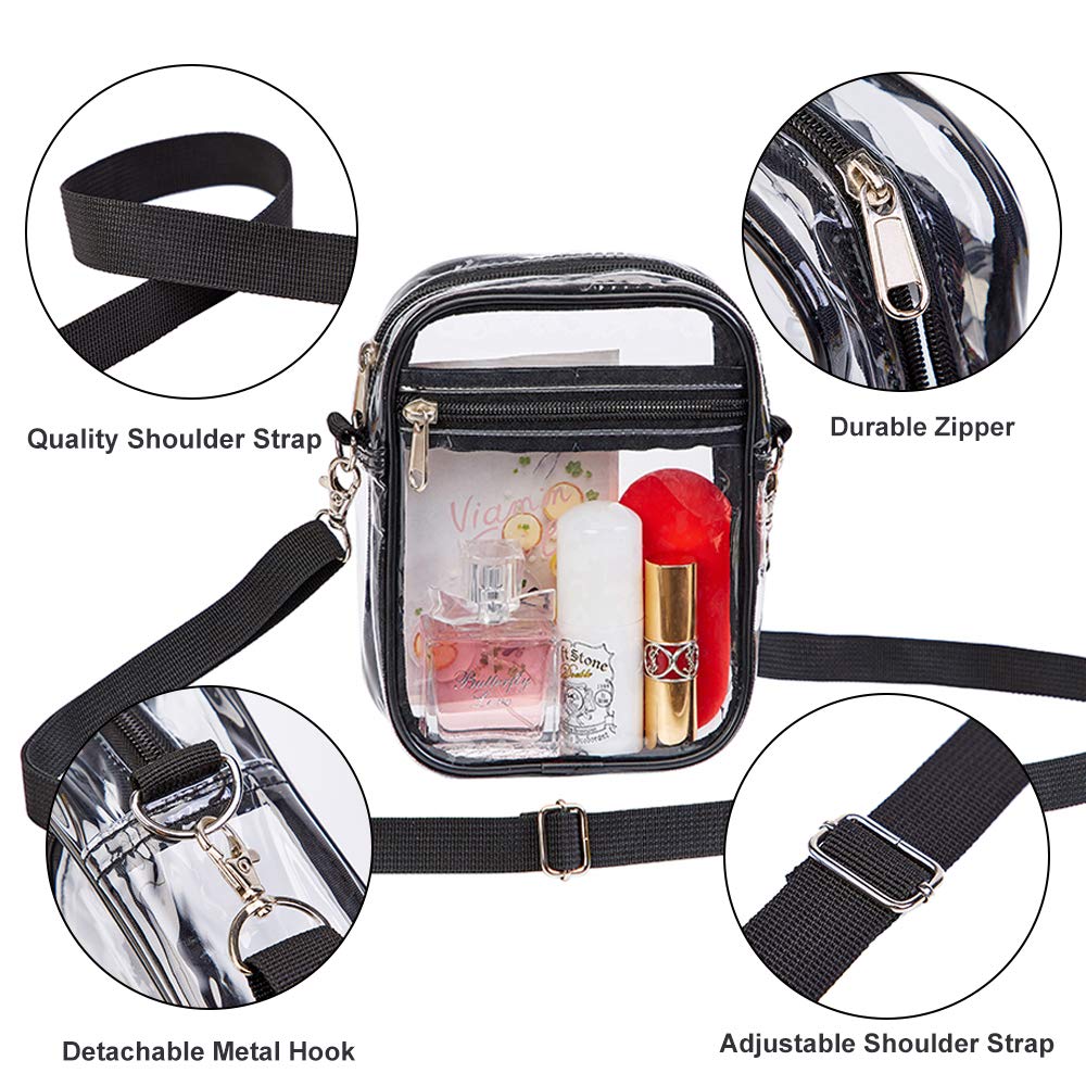 COVAX Clear Crossbody Purse Bag - Stadium Approved Transparent Bag for Concerts, Festivals, Sports Events & Theme Parks - Waterproof & Secure for Travel, Shopping & Night Out