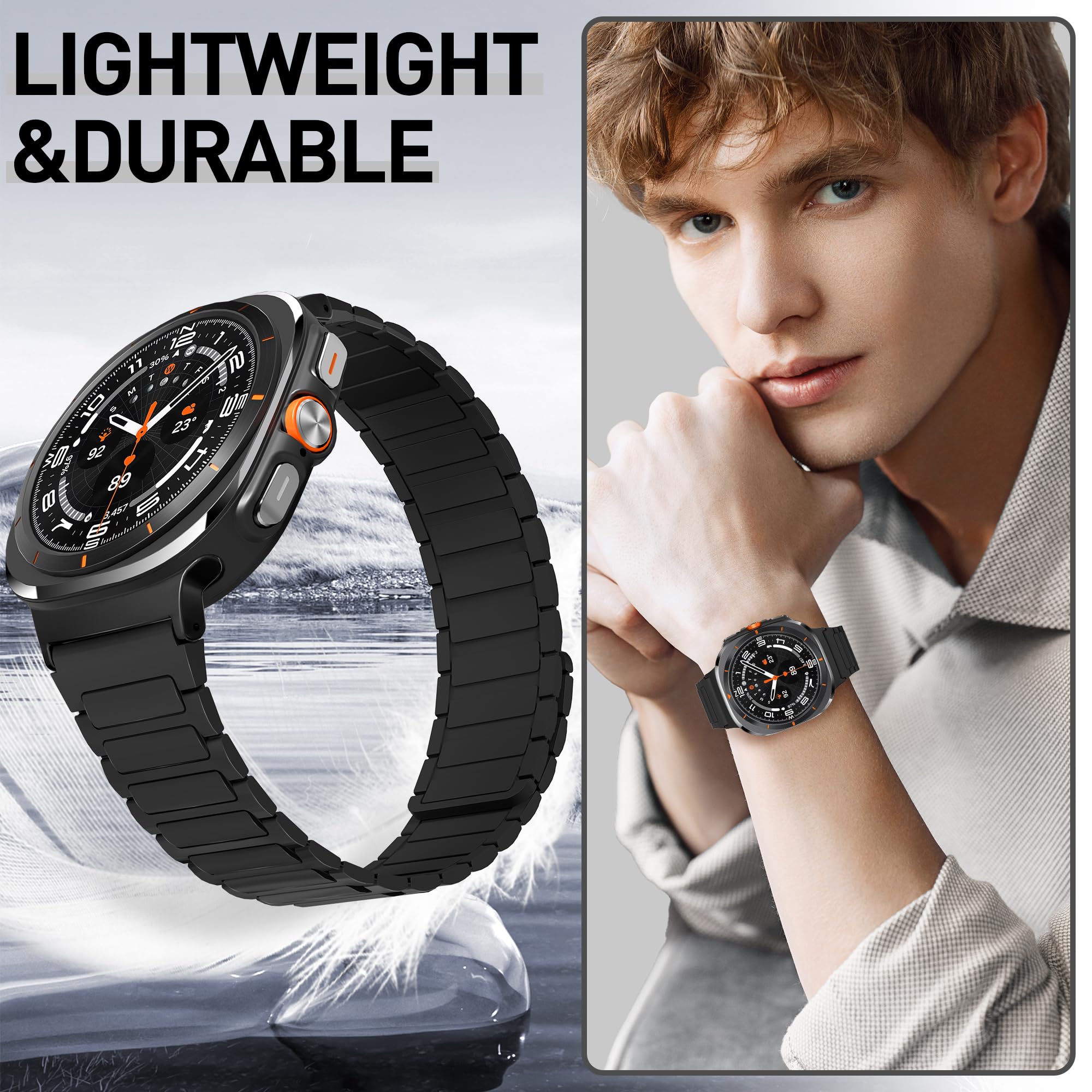 Premium Magnetic Silicone Replacement Strap for Samsung Galaxy Watch Ultra 47mm - Adjustable Durable Watch Band for Men & Women - Perfect for Workouts, Running & Everyday Wear