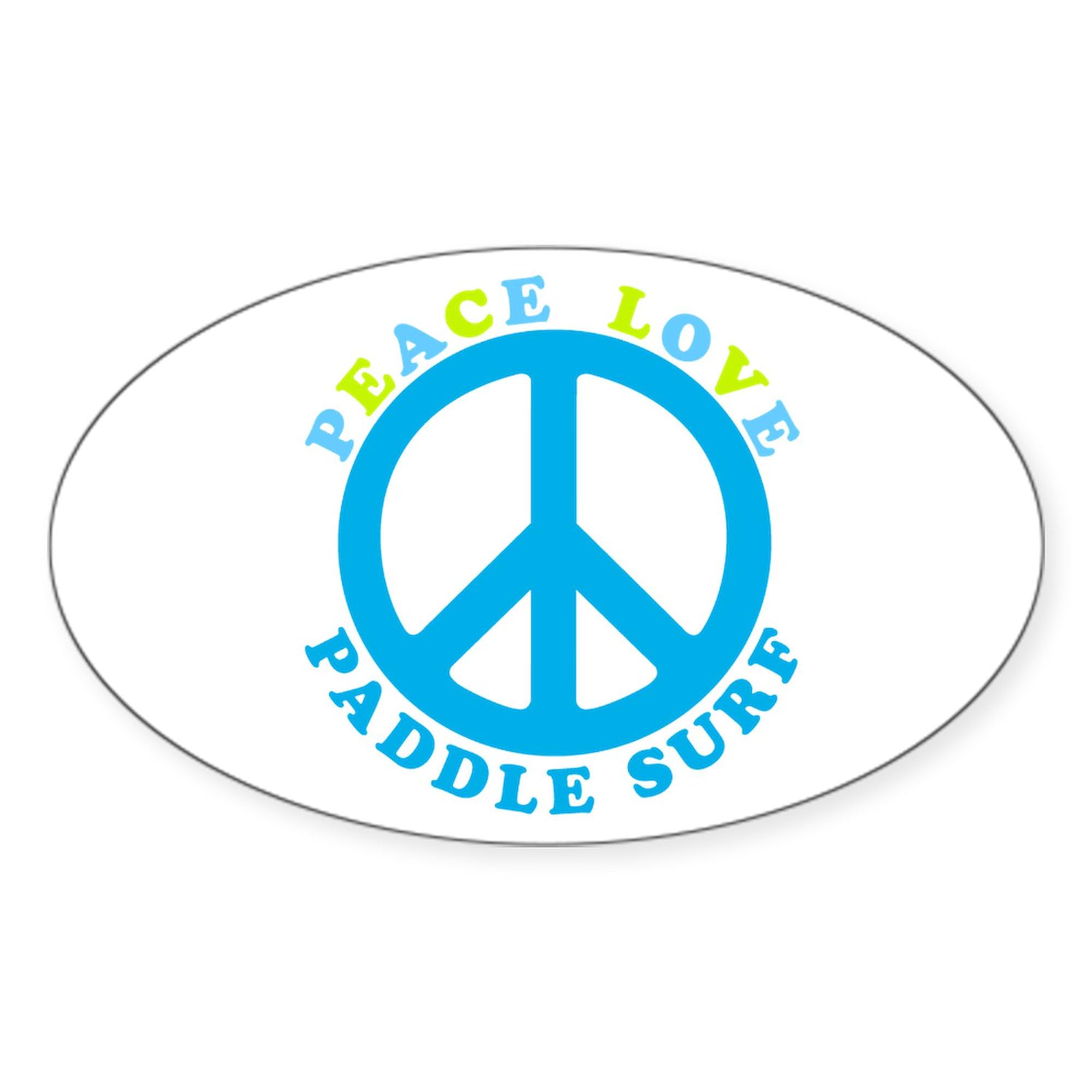Peace Love Paddle Surf Oval Sticker - Waterproof Vinyl Decal for Cars, Laptops, Surfboards | Perfect for Beach Lovers & Outdoor Enthusiasts