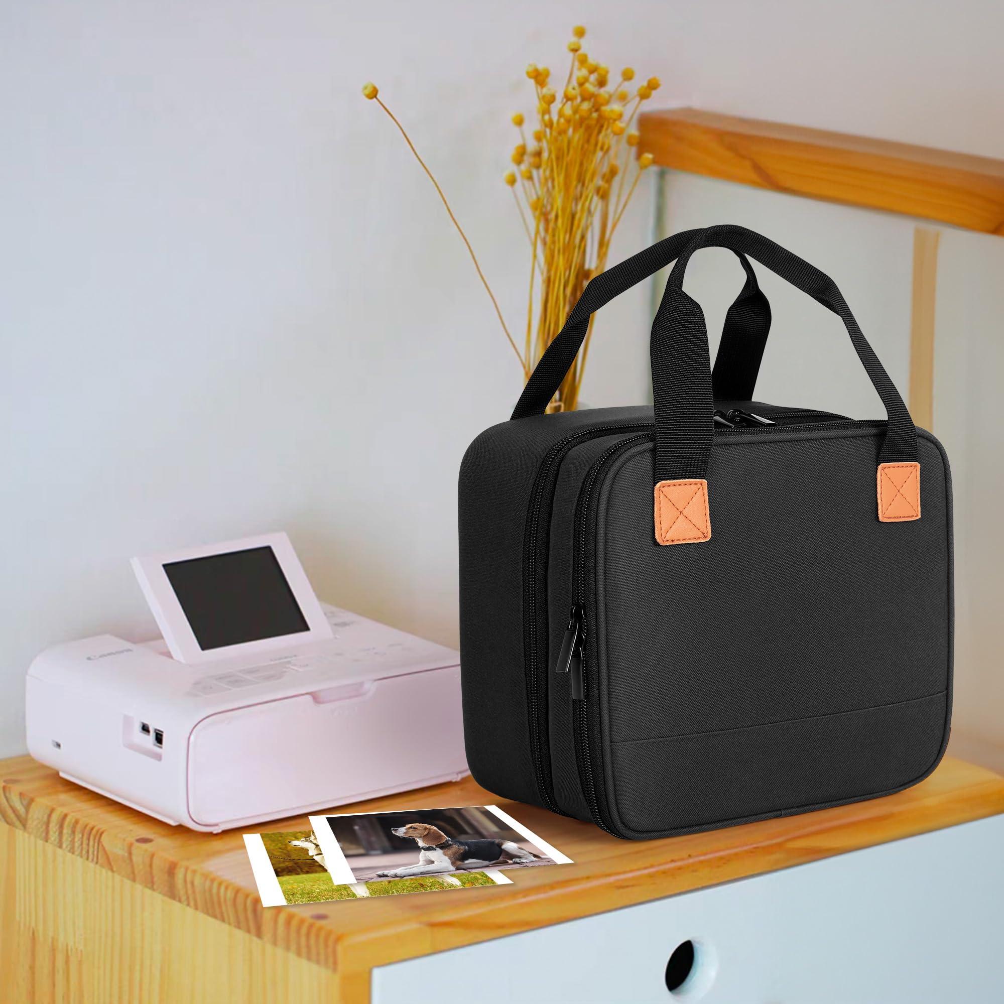 LUXJA Premium Photo Printer Carrying Case for Canon SELPHY CP1500 CP1300 CP1200 - Durable Protective Bag with Accessory Pockets (Black) - Perfect for Travel, Home & Studio Use