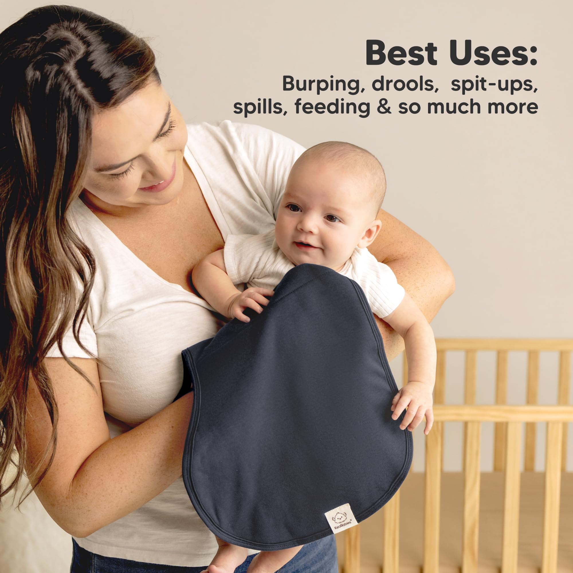 KeaBabies 4-Pack Organic Cotton Baby Burp Cloths for Newborns - Extra Large, Super Absorbent & Ultra Soft Burping Cloths Set for Boys & Girls | Perfect for Feeding, Spit-Up Protection & Gentle Skin Care (Eclipse Design)