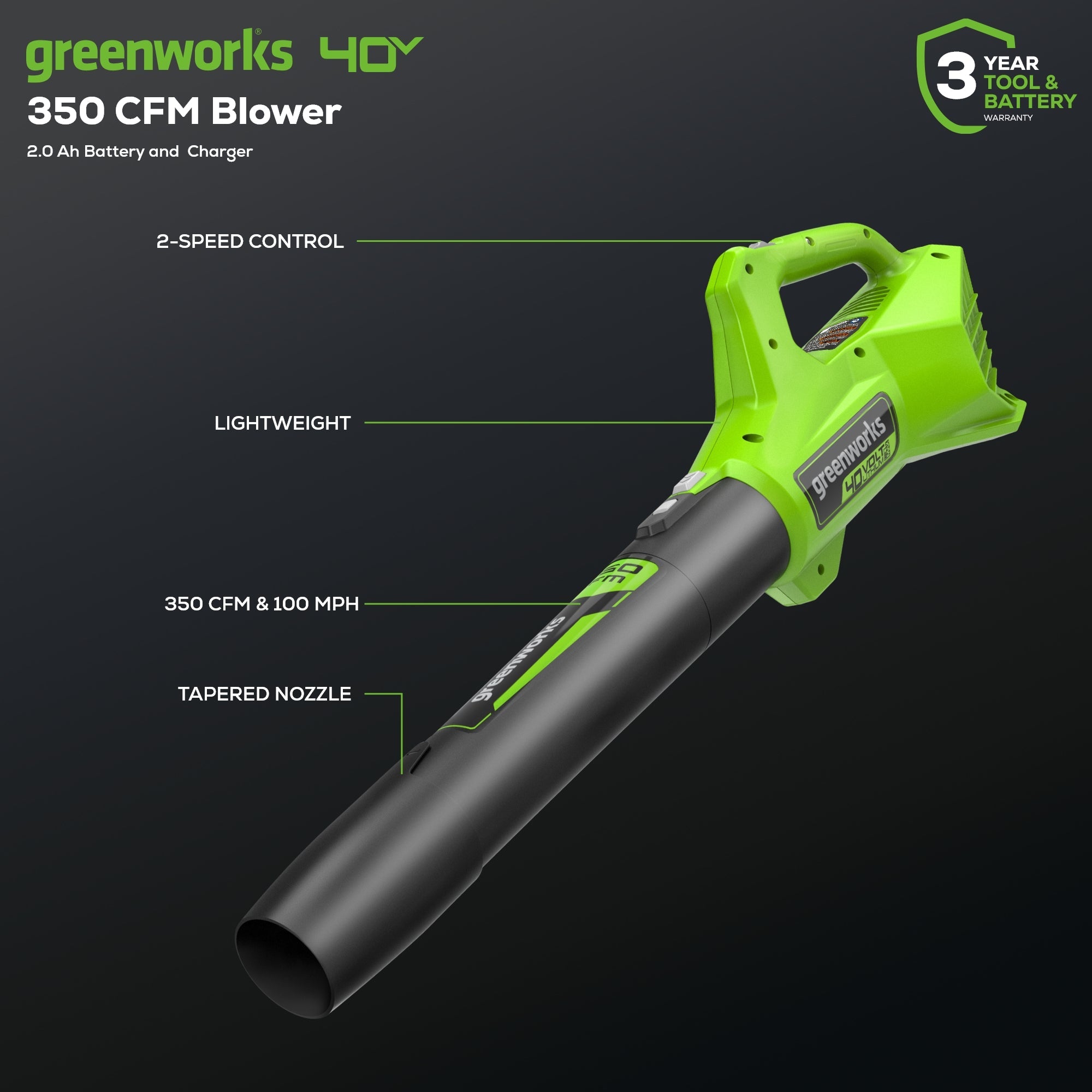 40V 13-Inch Cordless Battery String Trimmer and 350 CFM Leaf Blower Combo Kit with 4.0Ah Battery & Fast Charger - Perfect for Lawn Care, Yard Maintenance, and Landscaping