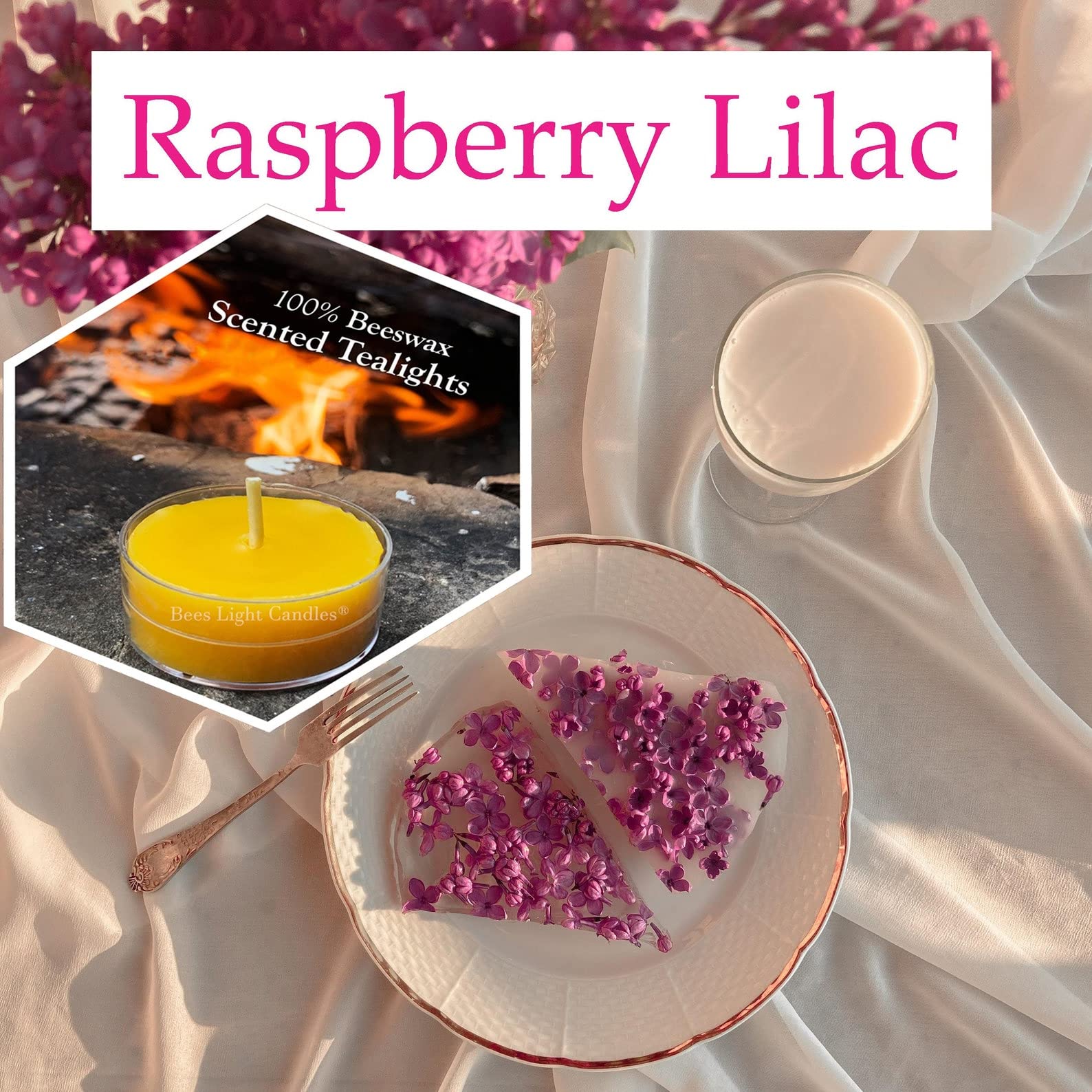 All Natural Raspberry Lilac Scented Beeswax Tealight Candles - 75 Pack | Floral Aroma, Fresh Flower Scent | Perfect for Weddings, Romantic Gifts & Home Decor | Eco-Friendly, Clean Burning Candles for Relaxation & Aromatherapy