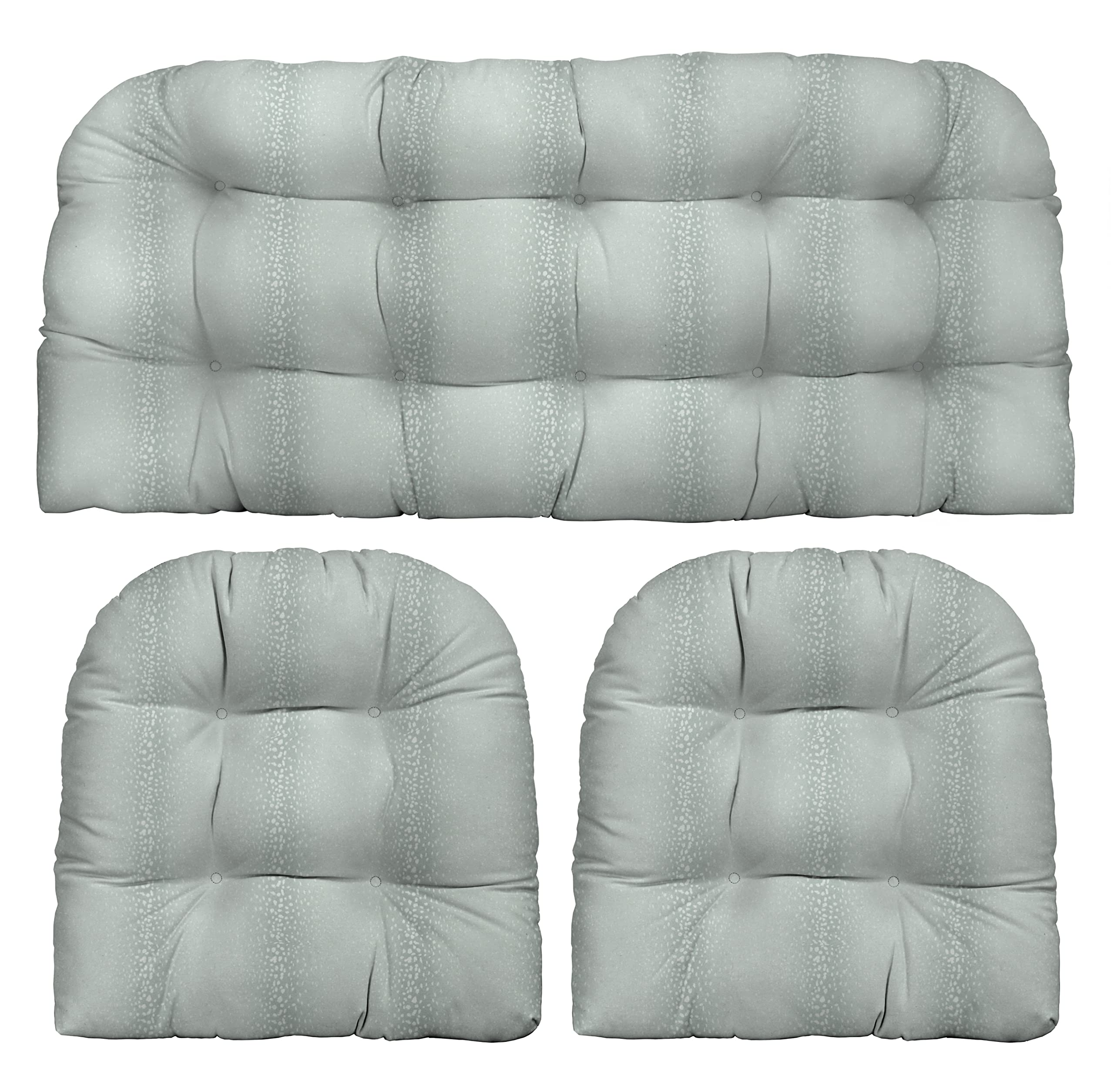 Resort Spa Home Decor RSH Décor 3-Piece Tufted Wicker Cushion Set for Indoor & Outdoor Use - Large Size, Antelope Belmont Blue - Perfect for Patio, Poolside, and Garden Relaxation