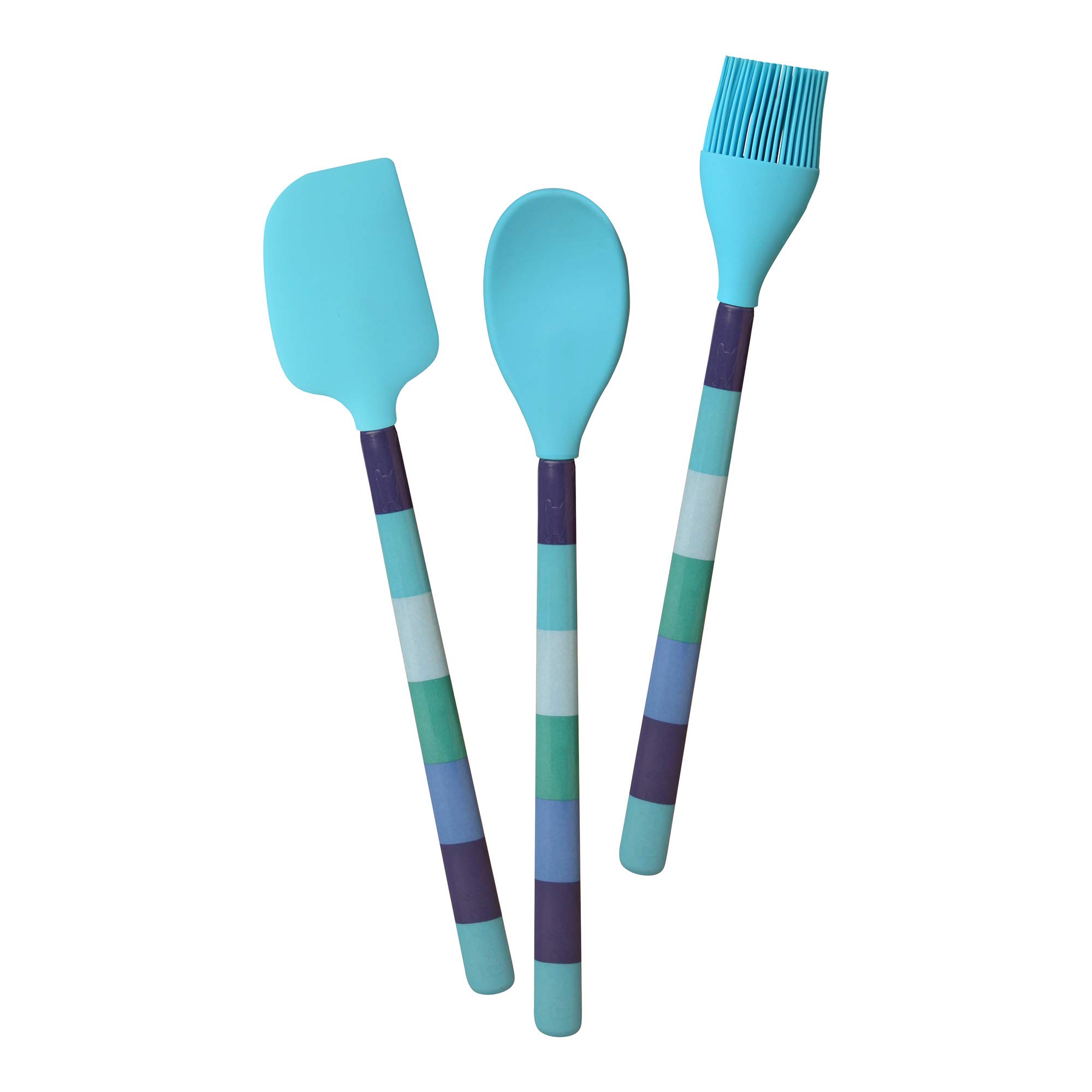 French Bull Easy Grip Melamine Handle Silicone Non-Stick Heat Resistant BPA-Free Kitchen Utensil Set (3-Piece) - Perfect for Cooking, Baking, Mixing & Serving - Ideal for Home Chefs & Professional Kitchens - Blue