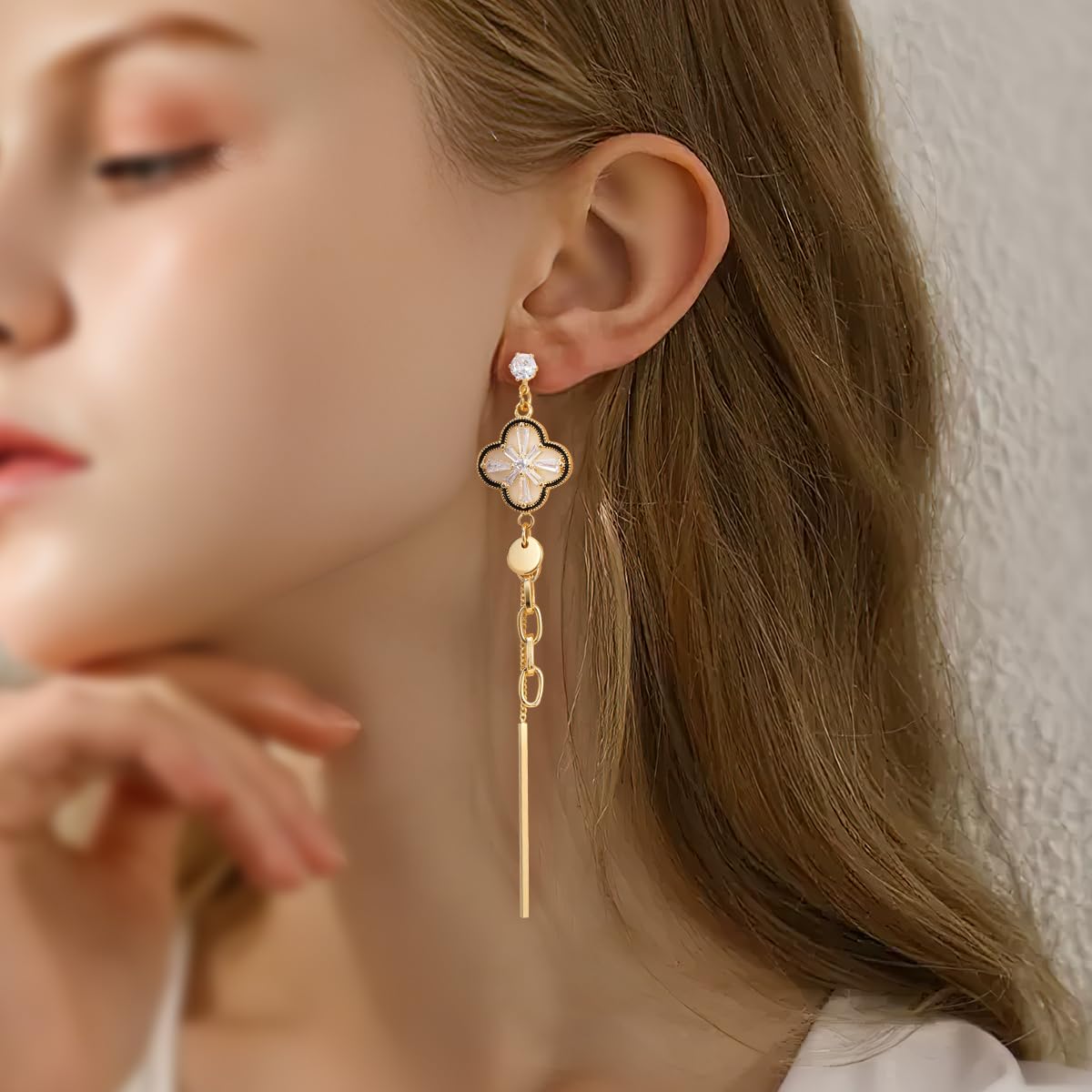 925 Sterling Silver Gold Plated Bee & Honeycomb Drop Earrings for Women - Geometric Fashion Long Tassel Hoop Earrings with Cubic Zirconia, Dainty Jewelry Gift for Her | Perfect for Date Night, Office Wear & Special Occasions