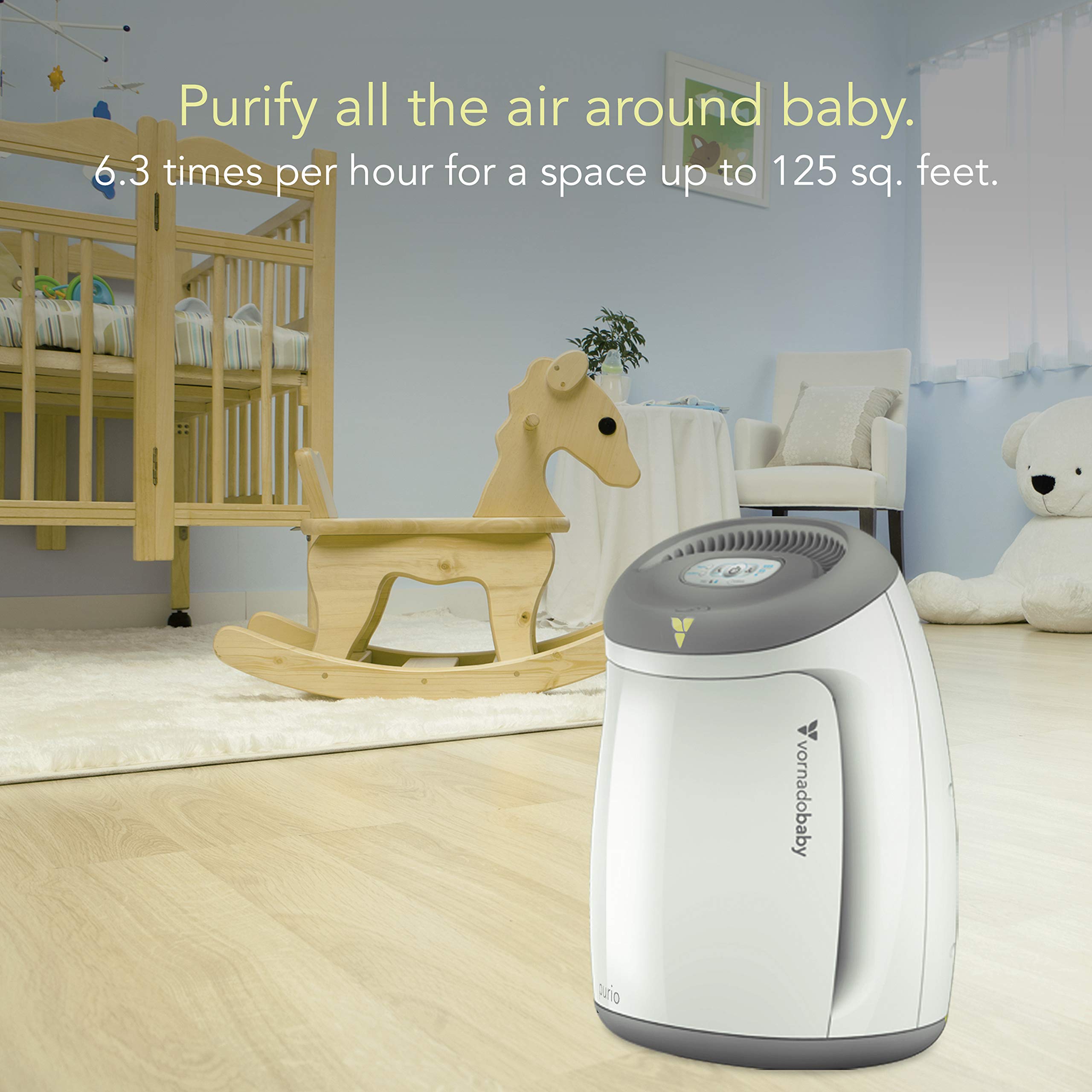 Purio Nursery Air Purifier with True HEPA Filter - Quiet Baby Room Air Cleaner with Night Light & Safety Lock, White | Perfect for Newborns, Kids' Bedrooms & Allergy Relief