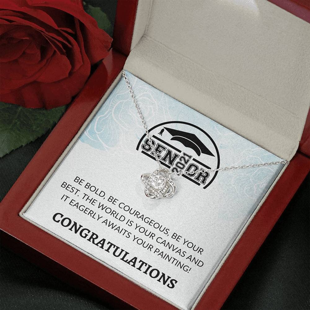 Tek Weh Graduation Gift Necklace - Elegant Love Knot Jewelry for Her, Class of 2021 Senior Graduation Present - Perfect for Ceremonies, Parties & Celebrating Academic Achievements