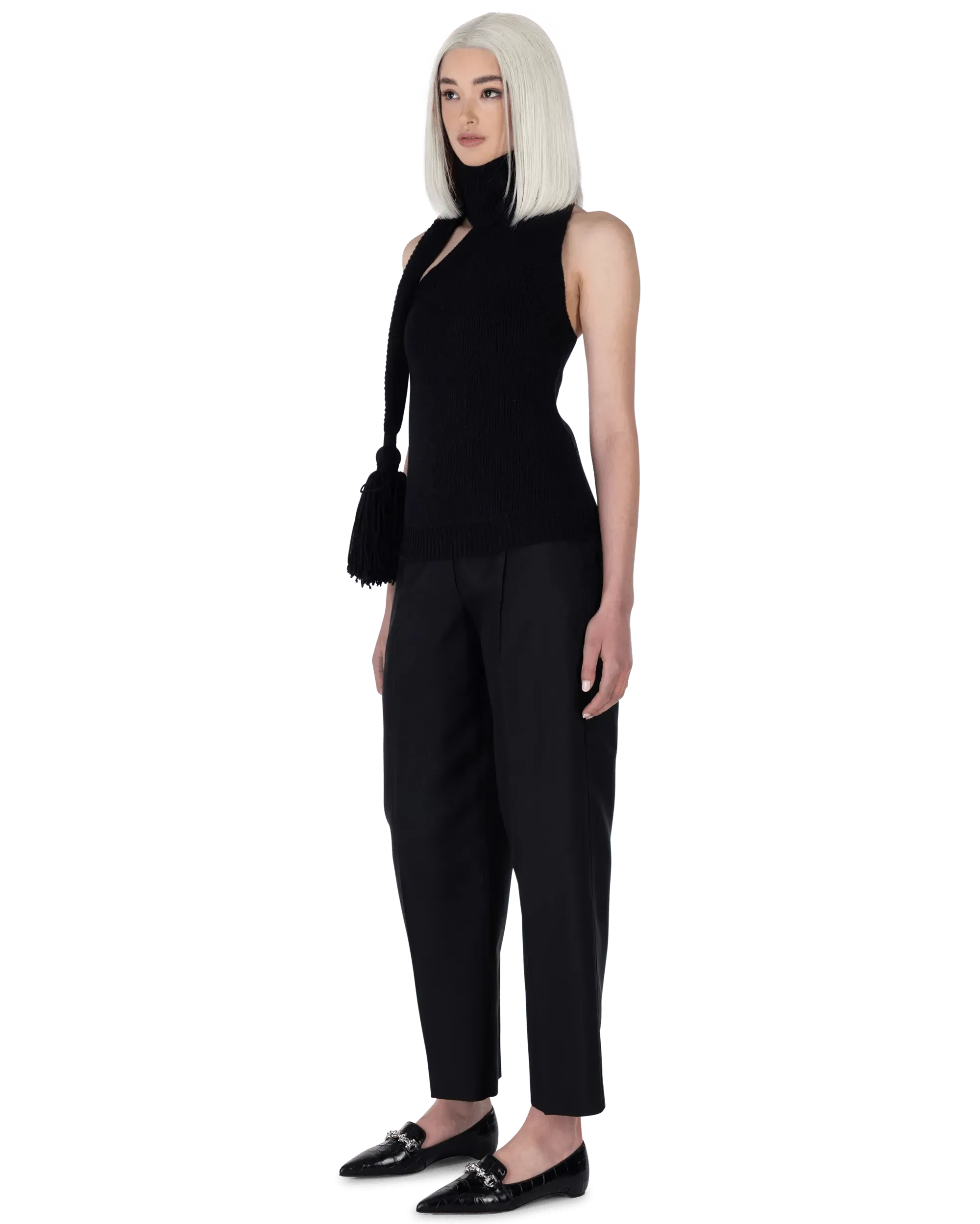 Double Shetland Knit Sleeveless Scarf Top - Women's Winter Fashion Layering Piece for Casual Outfits and Office Wear