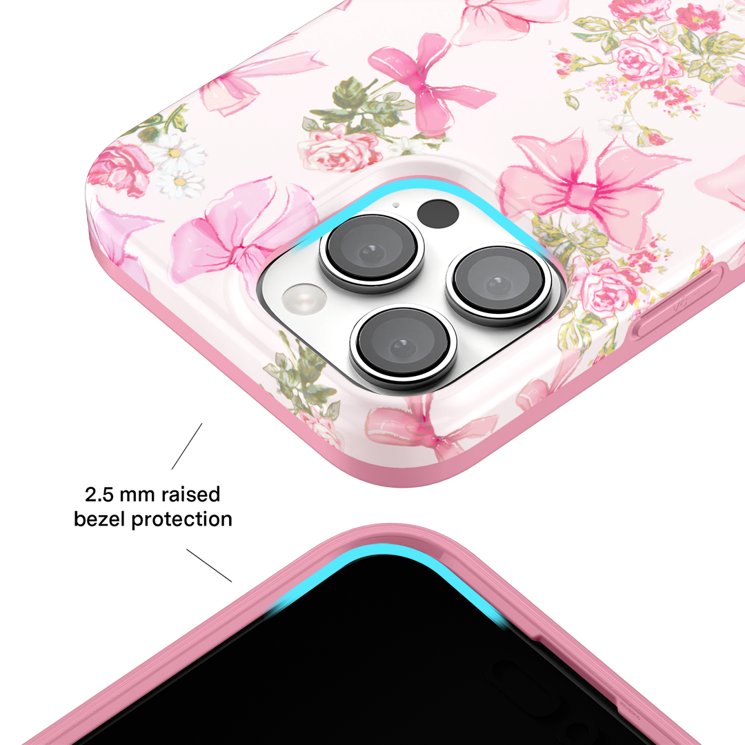 Cute Posie Pink Bow iPhone Case - Elegant Floral Design for iPhone 14/13/12/11 Pro Max XR XS - Perfect Gift for Women Girls (Office, School, Travel)