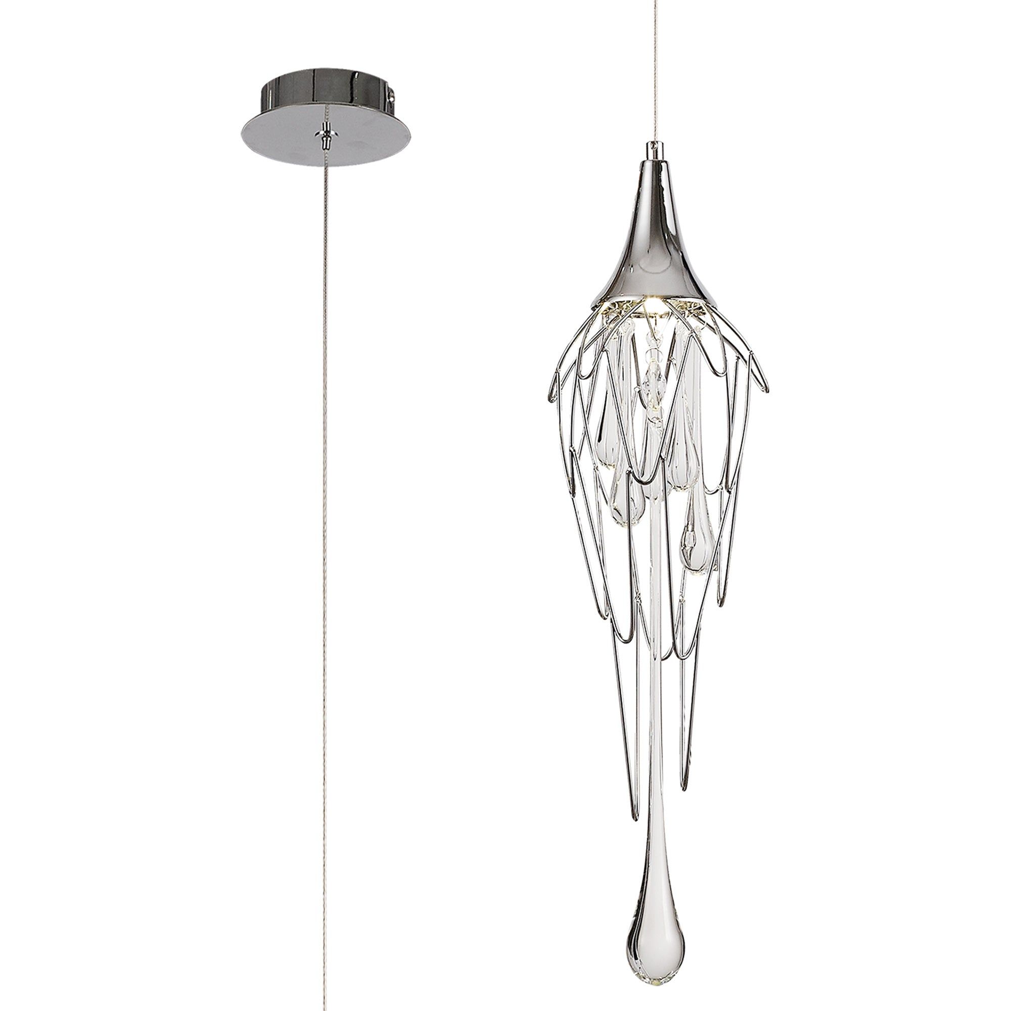Polished Chrome Accent Pendant Light with GU10 Socket - Perfect for Kitchen Island, Dining Room, and Bedroom Lighting