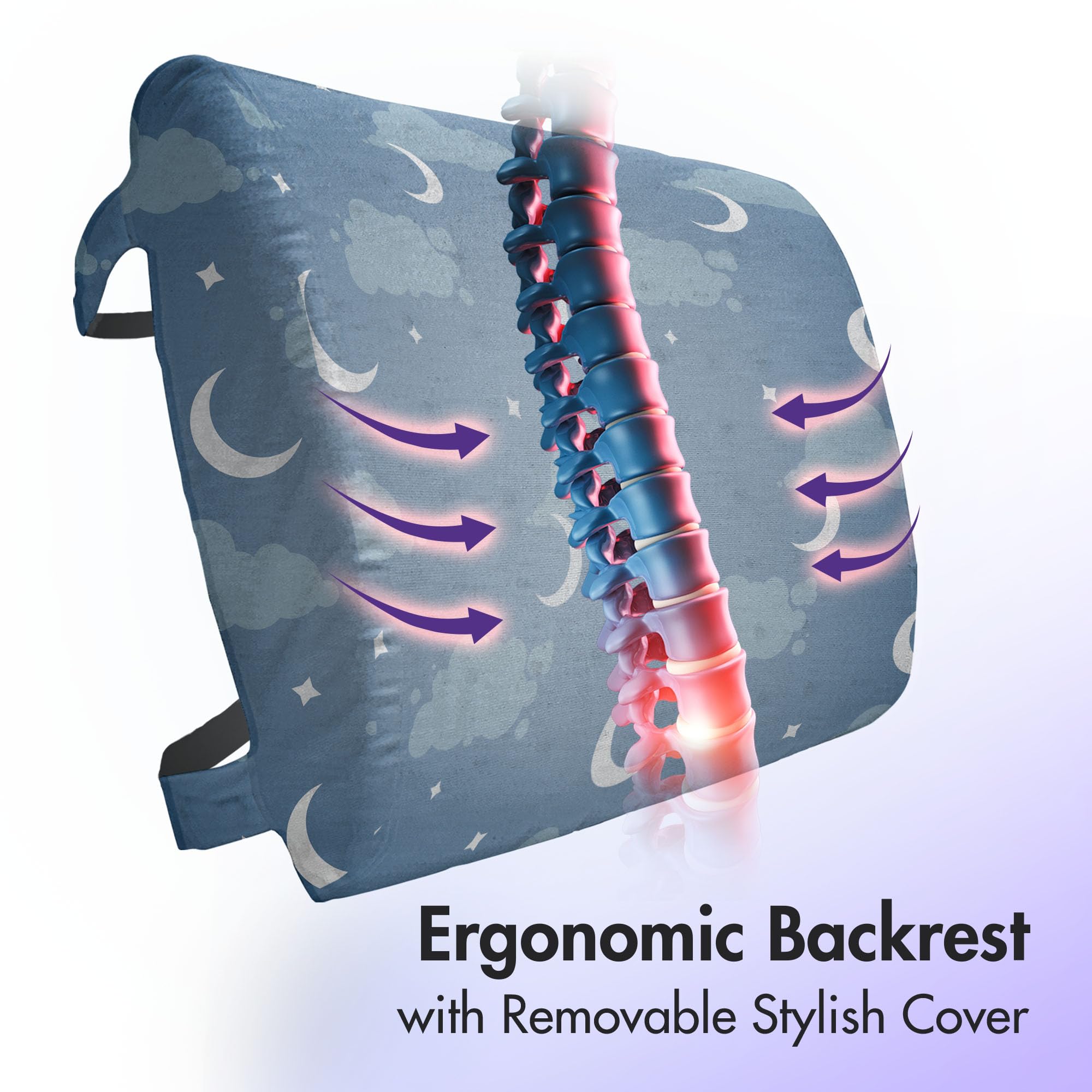 Ambesonne Orthopedic Lumbar Support Pillow for Back Pain Relief - High Density Foam Cushion for Office Chair, Car Seat & Bed - 14