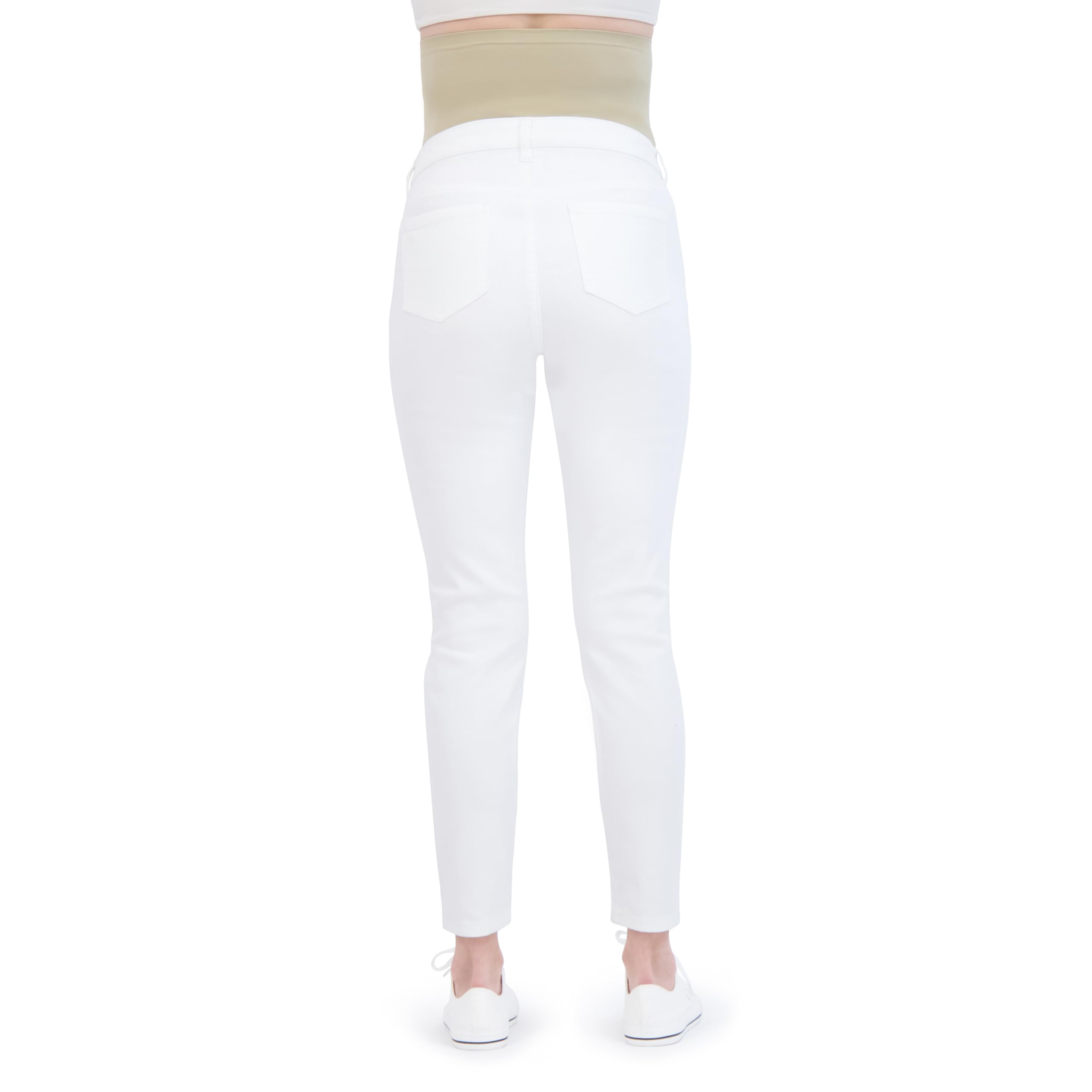 Women's Maternity Jeans Over The Belly with Adjustable Waistband & Belt Loops - Stretchy Pregnancy Pants for All Seasons (27
