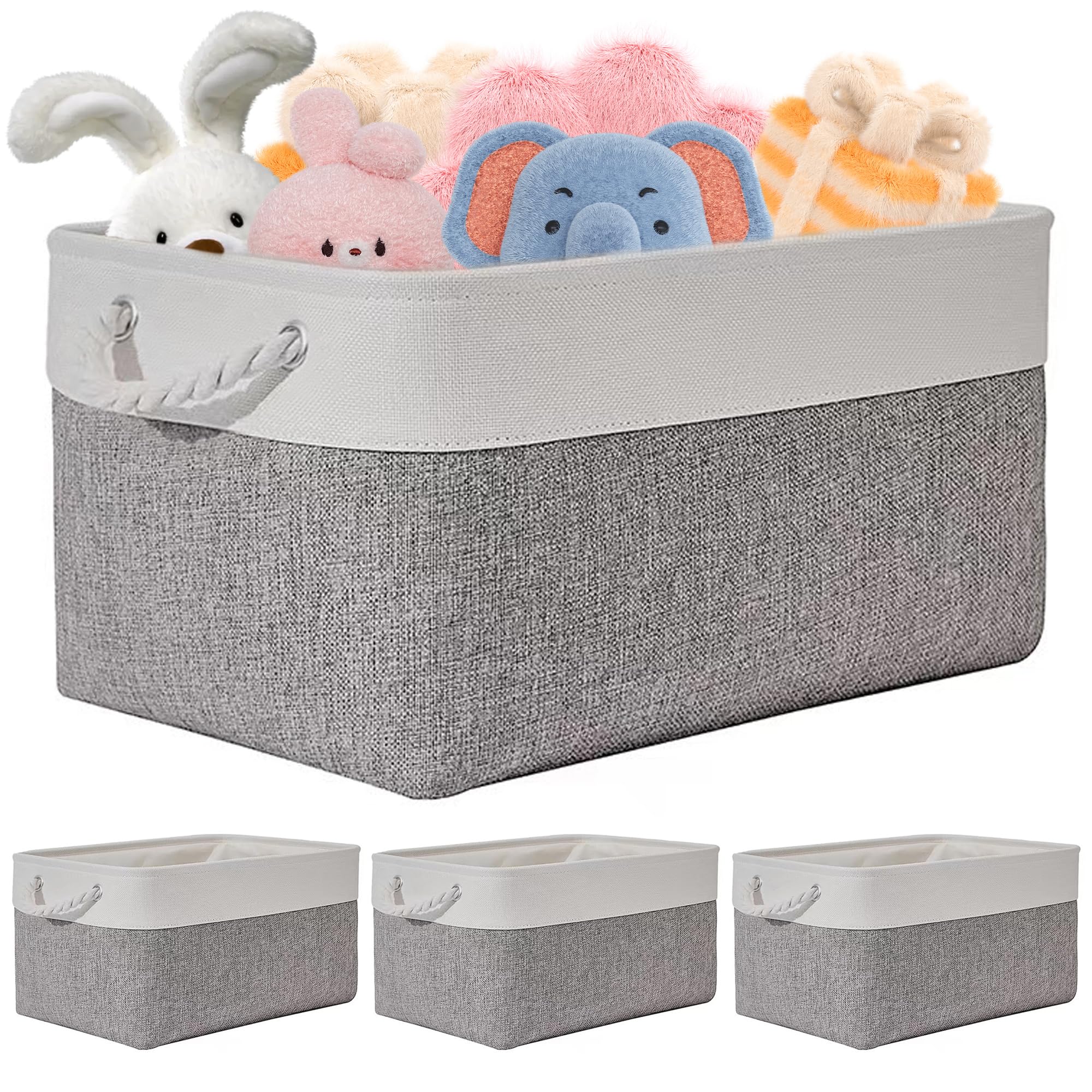 4-Pack Large Fabric Storage Bins with Bags | Closet Organizer for Clothes & Toys | Home & Nursery Storage Solution