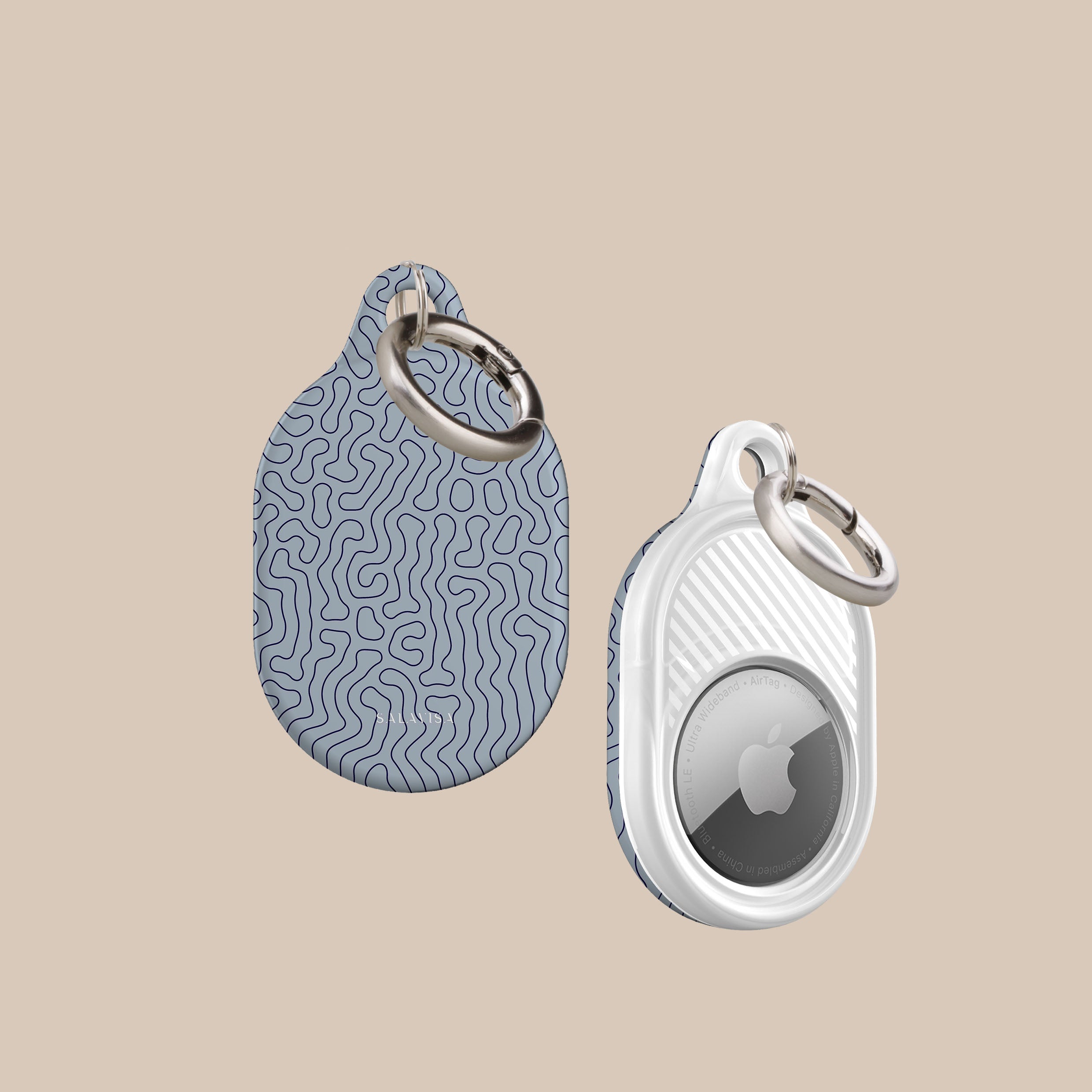 Blue Paths AirTag Holder - Premium Leather Keychain for Apple AirTag - Perfect for Keys, Bags & Luggage Tracking