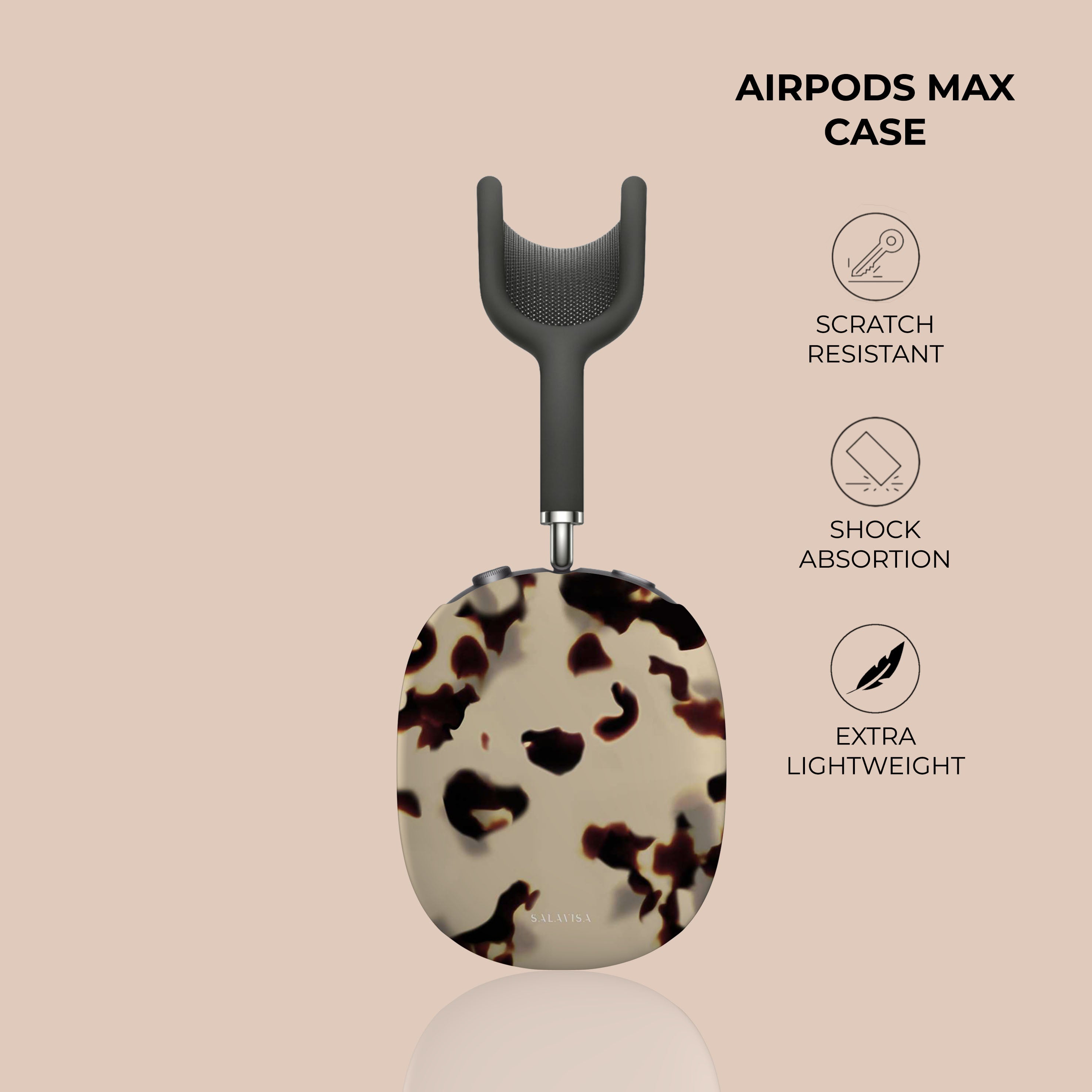 Premium Tortoise Créme AirPods Max Protective Case - Shockproof & Scratch-Resistant Cover for Travel, Work & Daily Use