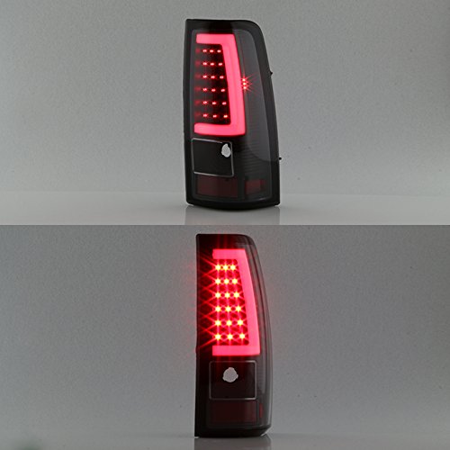 AKKON Black Bezel LED Tube Tail Brake Lights for 1999-2006 GMC Sierra & 1999-2002 Chevy Silverado Pickup Trucks - Waterproof & Durable Replacement Lamps for Night Driving & Enhanced Safety