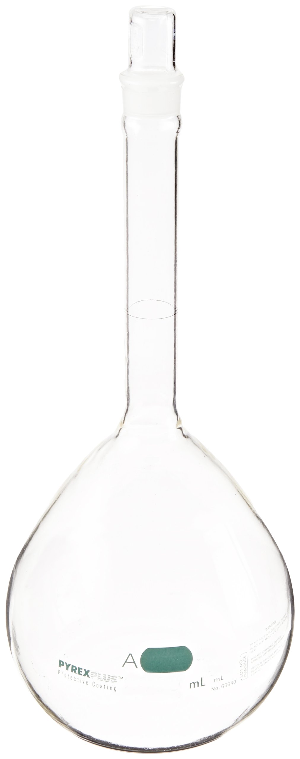 Pyrexplus Borosilicate Glass Class A Plastic-Coated 1000ml Volumetric Flask with Standard Taper Stopper - Lab Grade Precision Glassware for Chemistry Experiments & Scientific Measurements (Pack of 2)