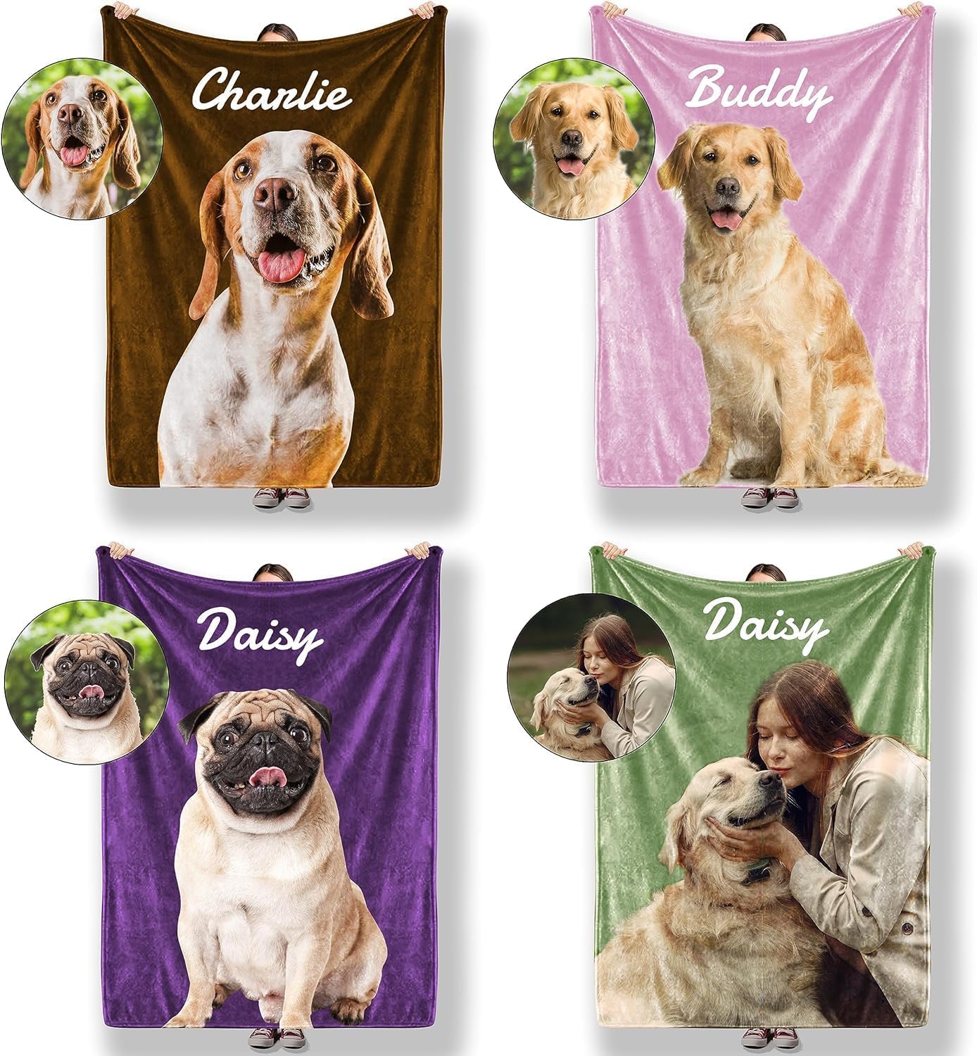 Custom Dog Face Blankets | Personalized Pet Photo Fleece Blanket | Dog Dad & Pet Lover Gifts | Cozy Photo Throw for Couch, Bed & Travel | Perfect for Dog Owners & Animal Lovers
