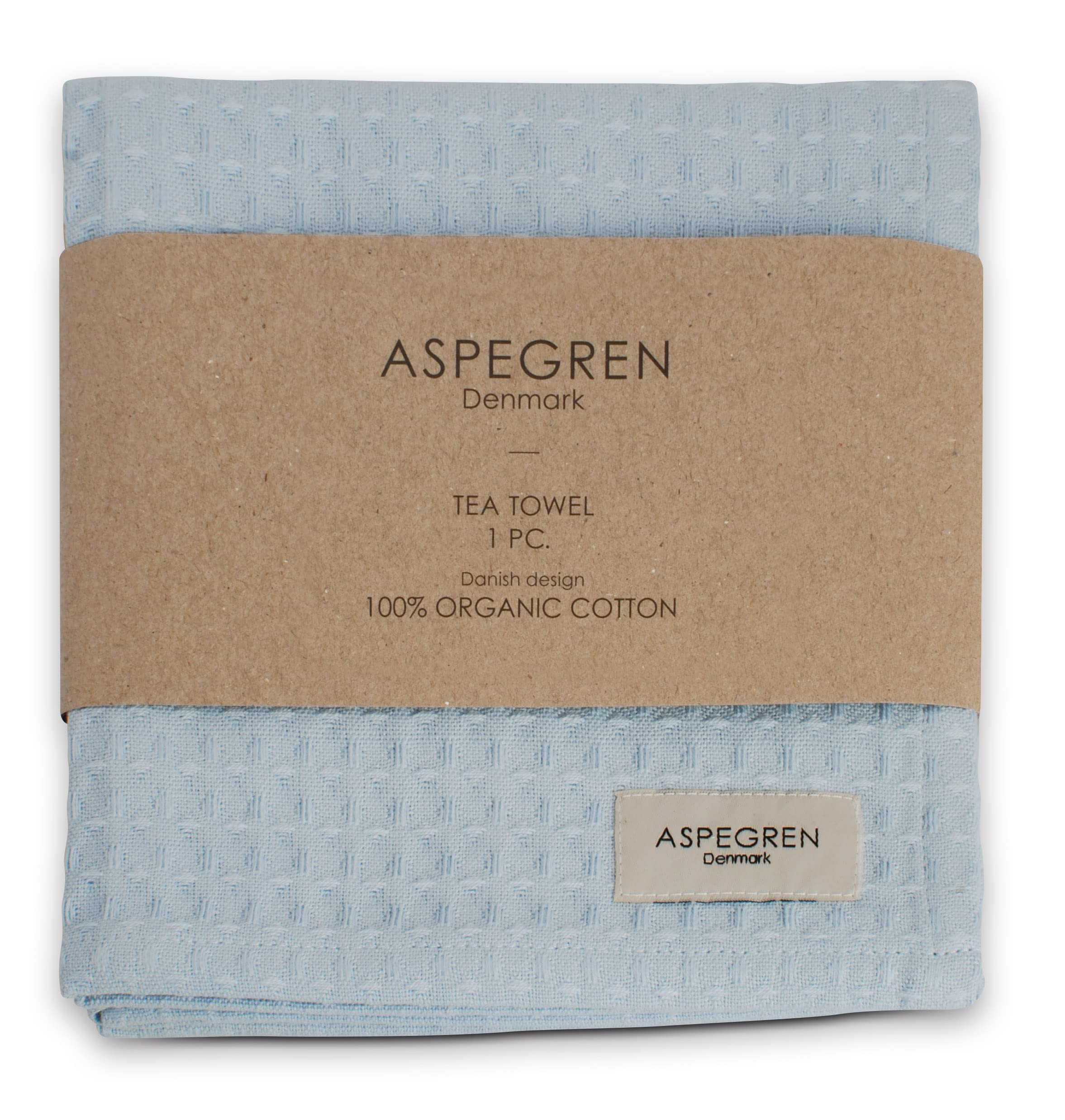 Aspegren Danish Waffle Weave Tea Towel - 100% Certified Organic Cotton Kitchen Towel - Absorbent & Eco-Friendly - 1-Piece (North Ice Blue) - Perfect for Drying Dishes, Cleaning Countertops & Stylish Kitchen Decor