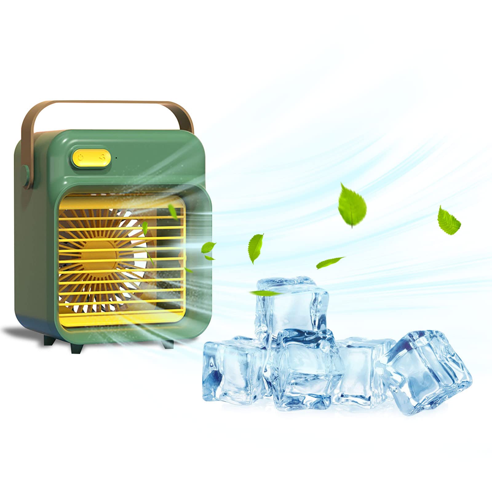 Mini USB Humidifier Fan - Portable Desktop Air Cooler with Misting Spray, USB Charging for Home, Office, and Travel - Green Personal Air Conditioner Fan for Dry Climates & Small Spaces