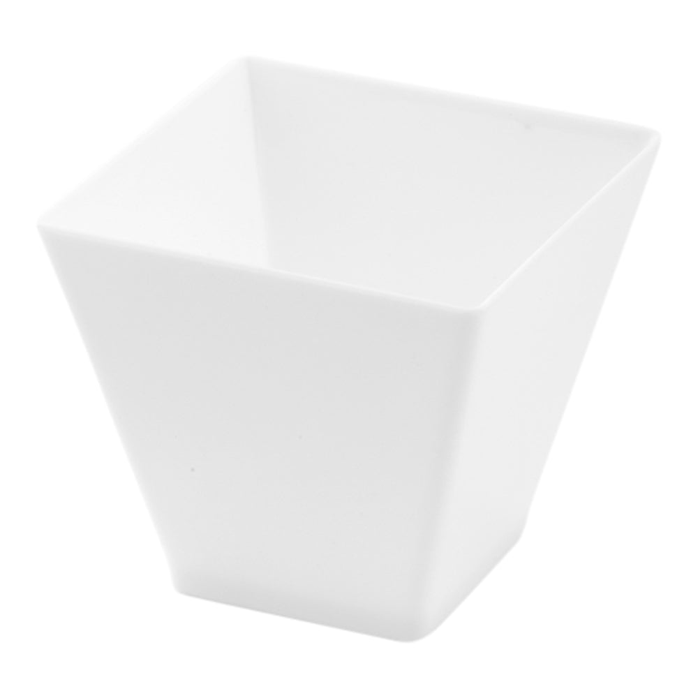 100 Pack 2 oz Square White Plastic Mini Kova Cups with 100 Silver Plastic Mini Forks - Perfect for Party Favors, Baby Showers, Dessert Cups, and Cocktail Serving