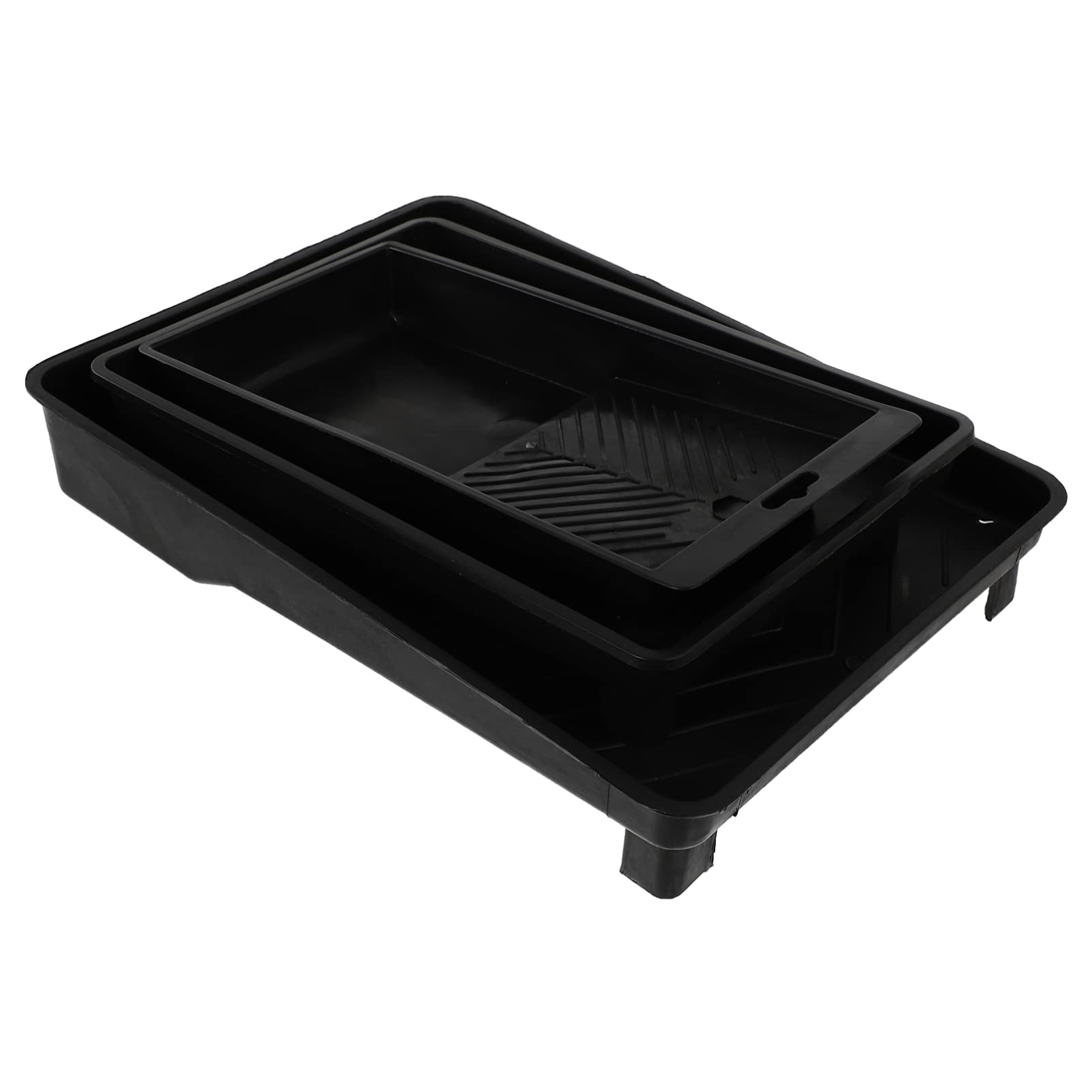 3-Piece Large Capacity Plastic Paint Mixing Trays – Wall Painting Tool with Paintbrush Holder & Storage for Pigment Mixing | Perfect for DIY Home Painting Projects & Professional Use