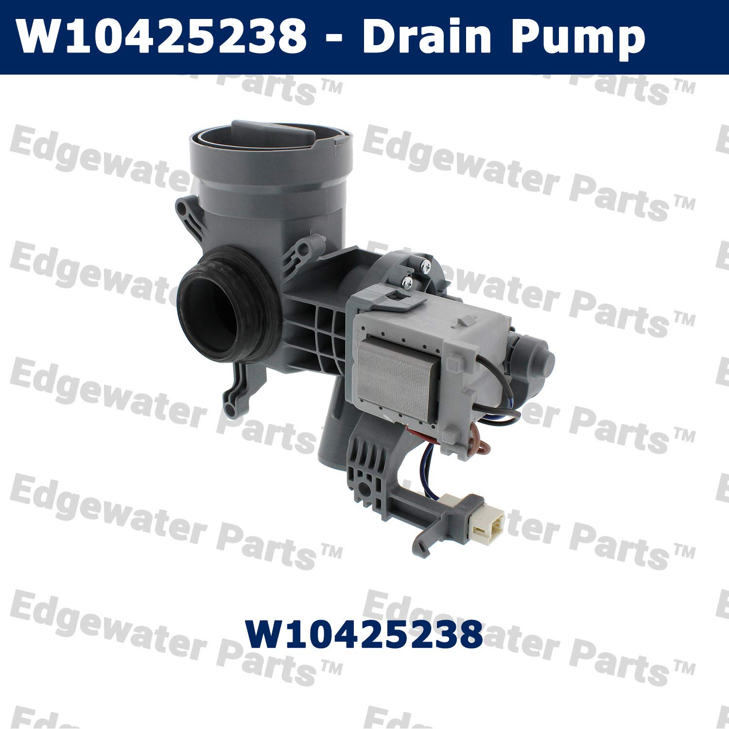 Whirlpool Washing Machine Drain Pump W10425238 - Compatible with Amana, Crosley (Fits Models 7MW, NFW, WFW, CFW) - Replacement Part for Efficient Water Drainage in Laundry Rooms