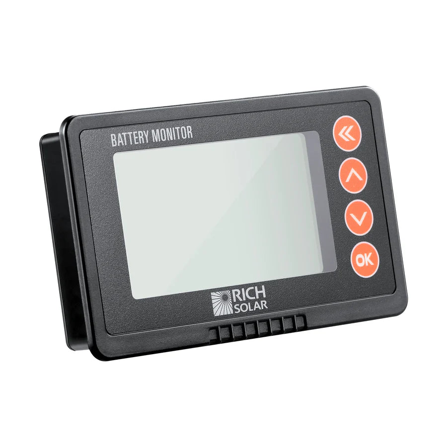 RICH SOLAR 500A Battery Monitor with LCD Display - 8~120V RV Battery Monitor for Solar Power, Marine, Automotive & Off-Grid Applications - Perfect for RV, Boat, Truck & Home Energy Systems