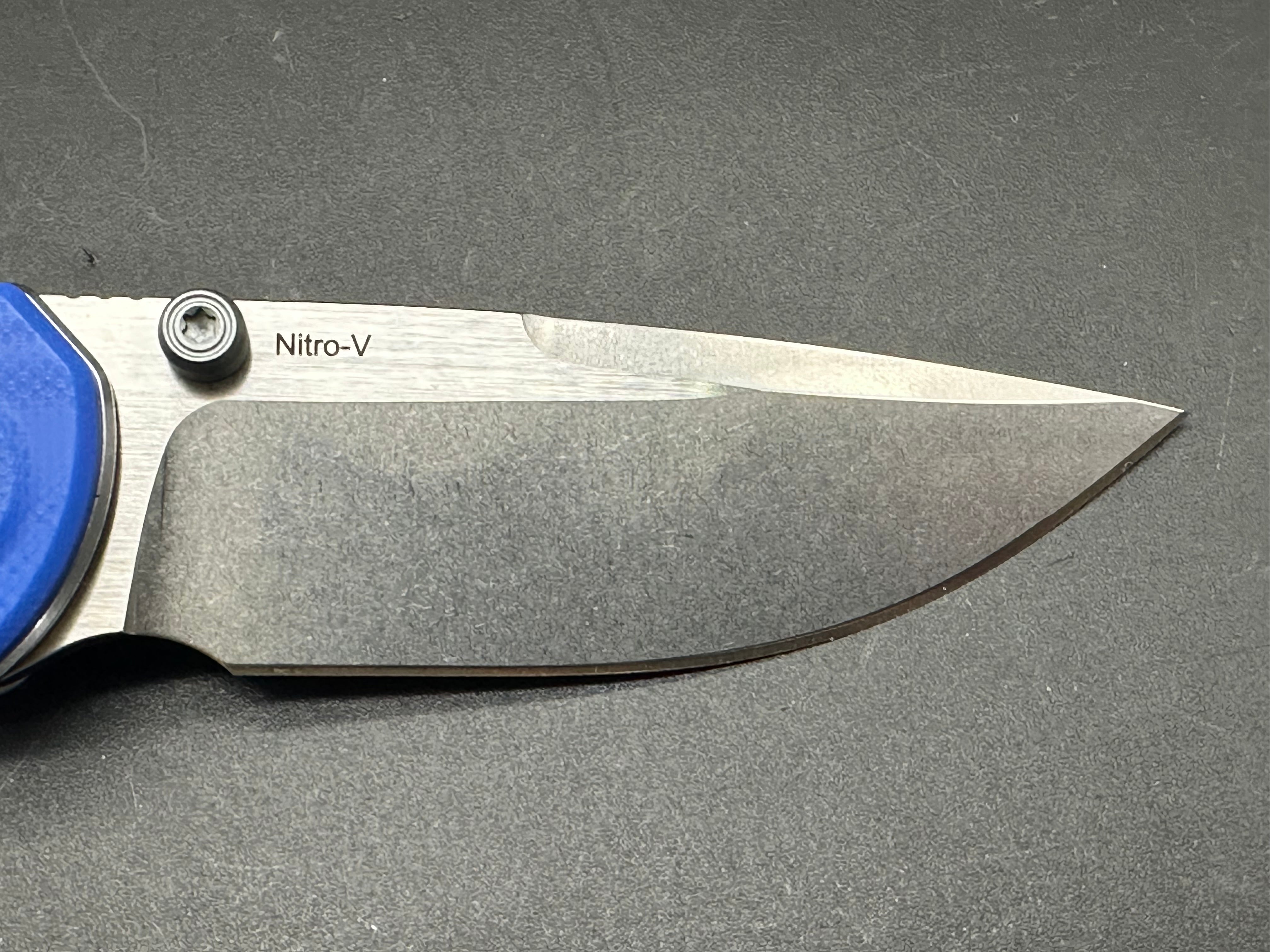 REATE PL XT Folding Knife - Blue G10 Handle, Nitro-V Steel Plain Edge with Stonewash Finish - EDC, Camping, Outdoor Survival Tool