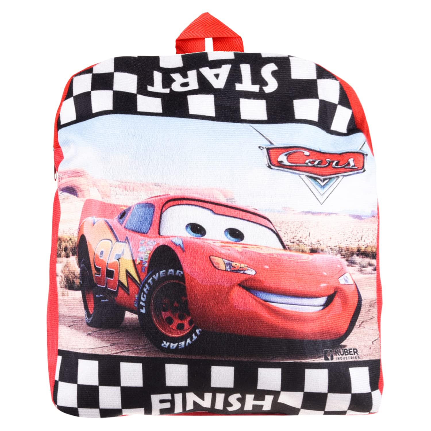 **Velvet Kids School Backpack - Heart Home Racing Car Design | Durable Student Bookbag for Boys & Girls | Single Compartment School Bag | Perfect for Daily Use, Travel & Outdoor Activities | Red**