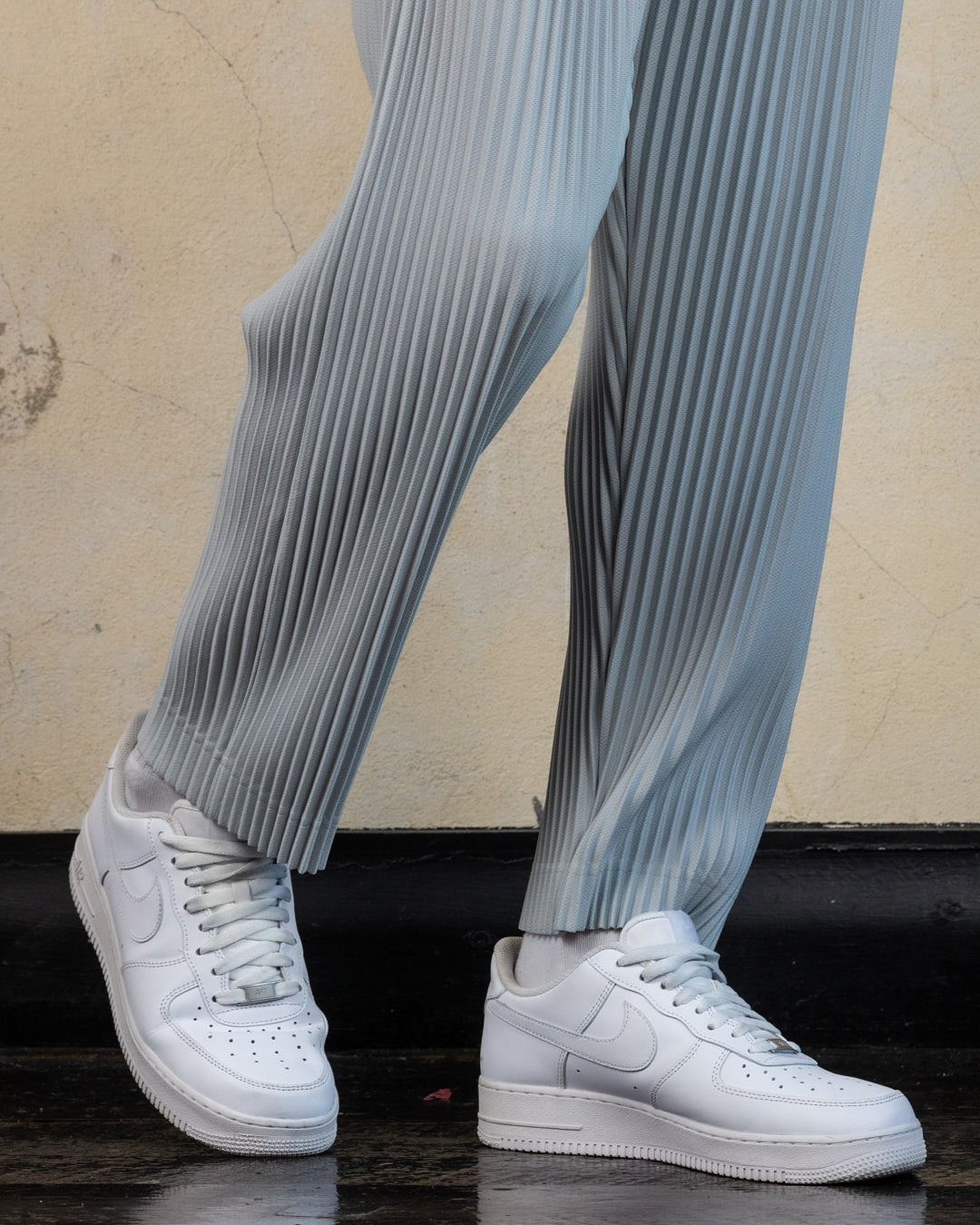 404 Harbour Plisse Pants for Women - Soft Grey High Waisted Wide Leg Trousers - Comfortable Office Wear & Casual Lounge Pants