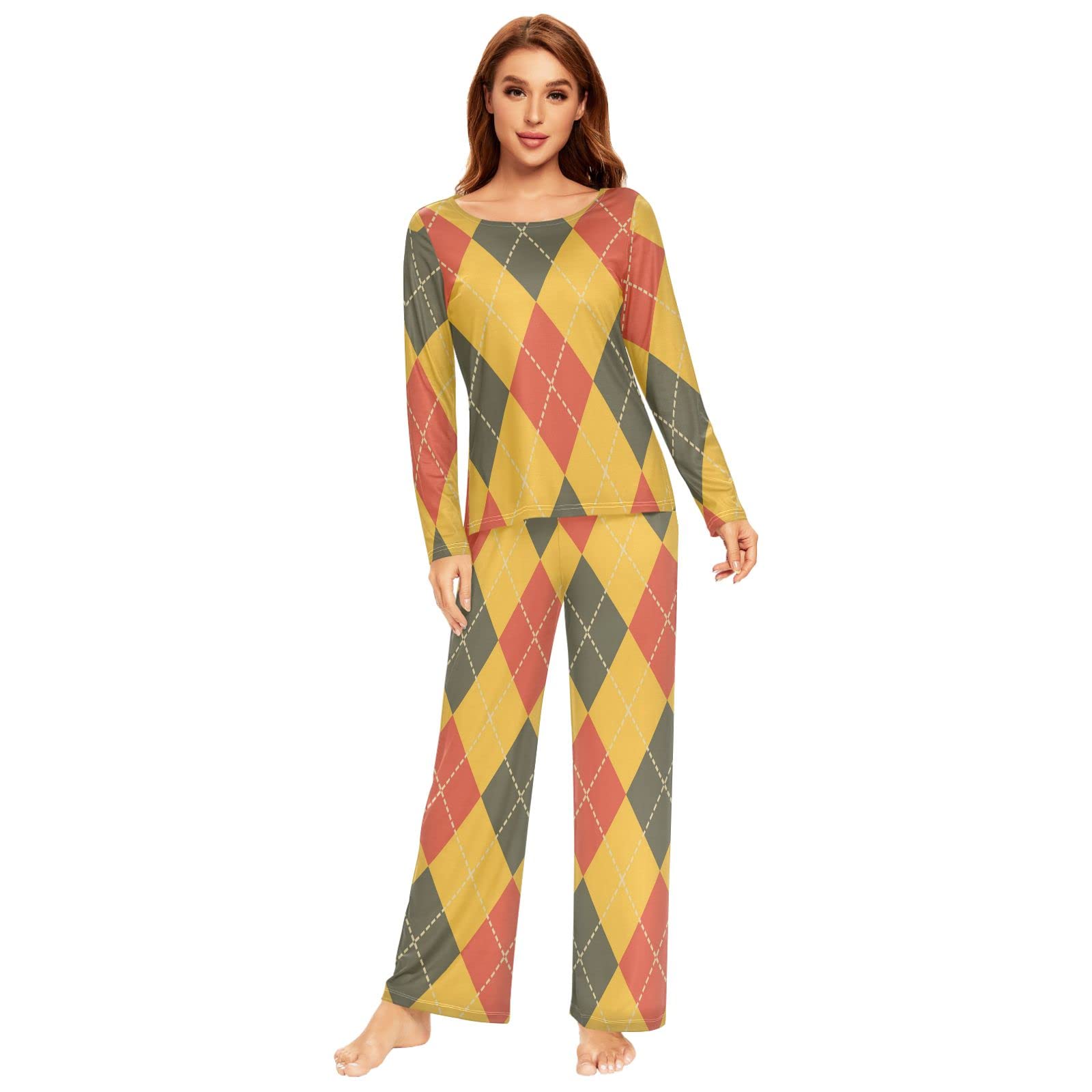 Women's 2-Piece Long Sleeve Pajama Set - Soft Cotton Sleepwear & Lounge Wear for Women, Cozy Nightwear for Sleeping, Relaxing at Home - Perfect for Winter Nights and Gift Giving