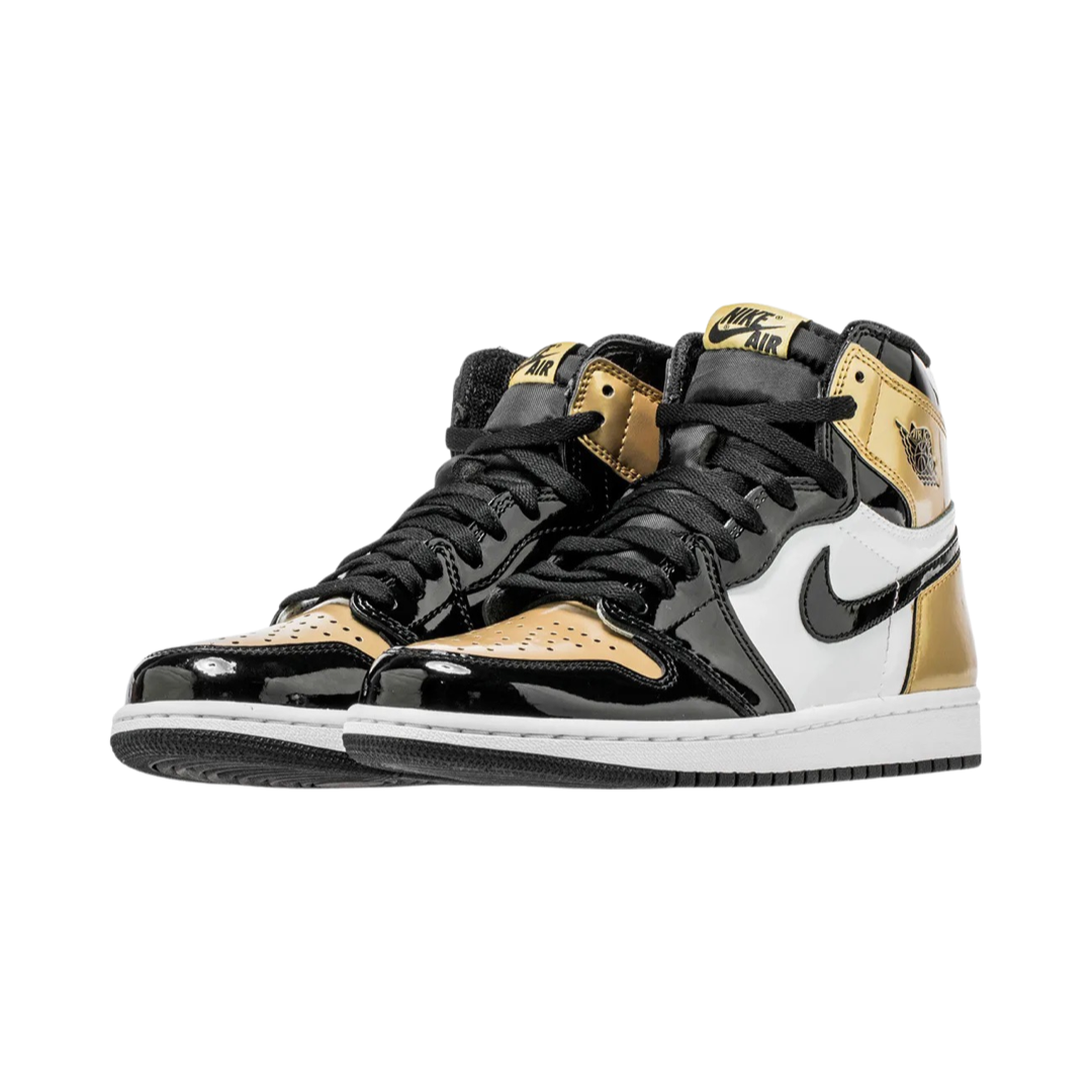 Air Jordan 1 High Retro OG NRG Gold Toe Sneakers - Black, Metallic Gold & Summit White Colorway - Perfect for Basketball, Streetwear & Sneaker Collectors