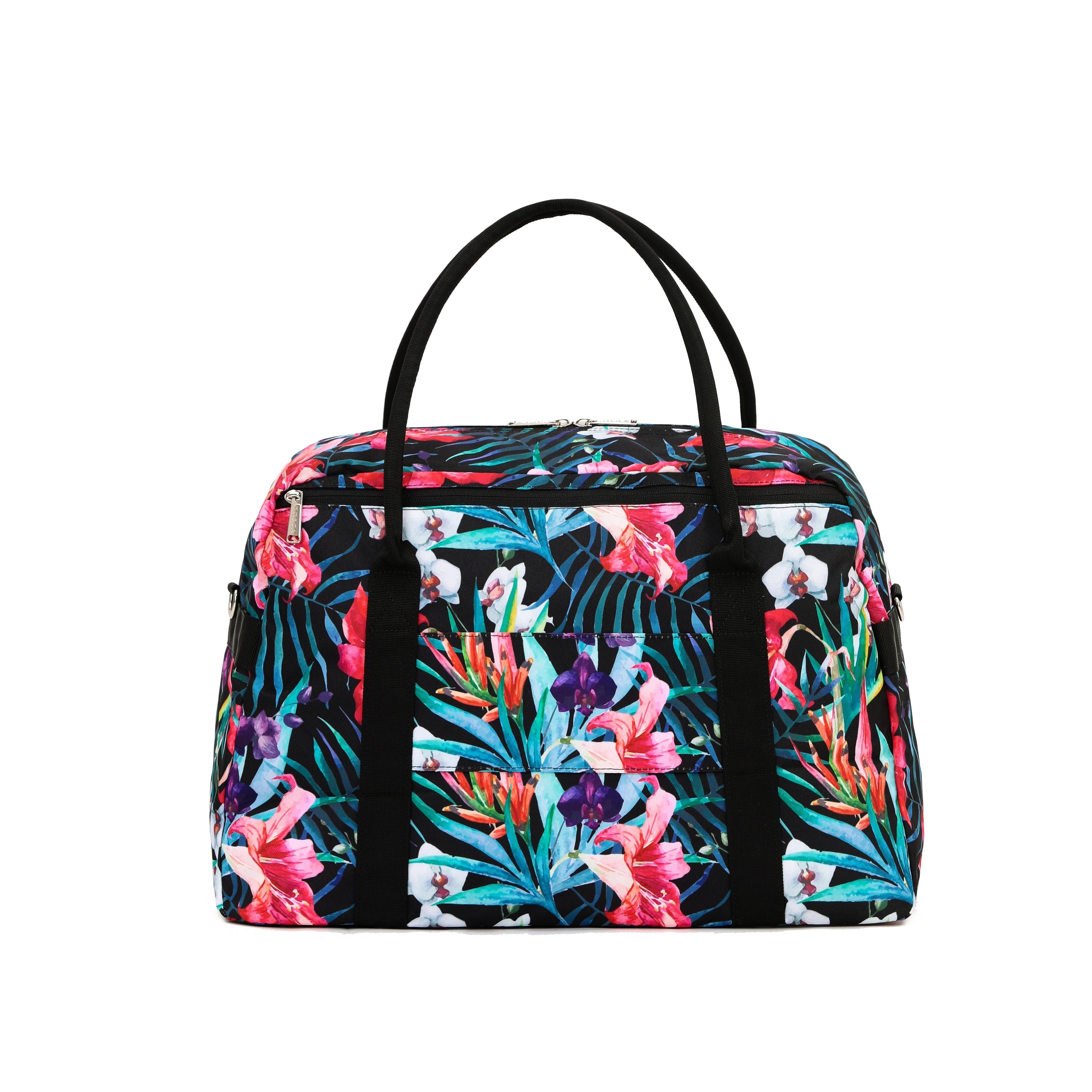 Tosca TCA935 Fashion Tote Duffle Bag for Women - Stylish Black & Multi-Color Large Shoulder Bag - Perfect for Travel, Gym, Work & Weekend Getaways