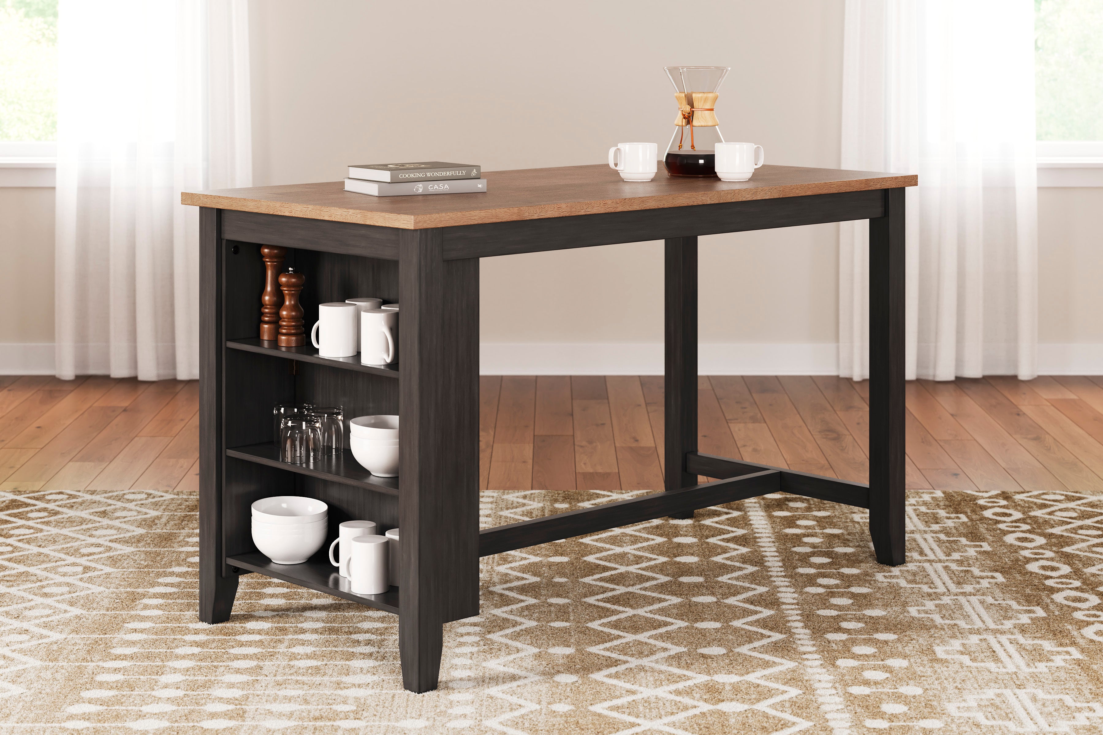 Georgina Counter Table - Modern Kitchen Island with Storage & Seating | Perfect for Small Spaces, Dining & Entertaining