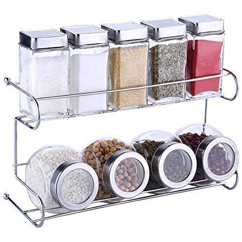 SHIJIAN 9-Piece Salt & Pepper Spice Shaker Set - Plastic Camping Seasoning Containers for Kitchen Storage, Condiment Jars & Spice Rack Organizer | Perfect for Camping Trips, Picnics & Home Kitchen Organization